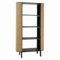 Regał Molly drewno egzotyczne rattan 190 cm J - LINE