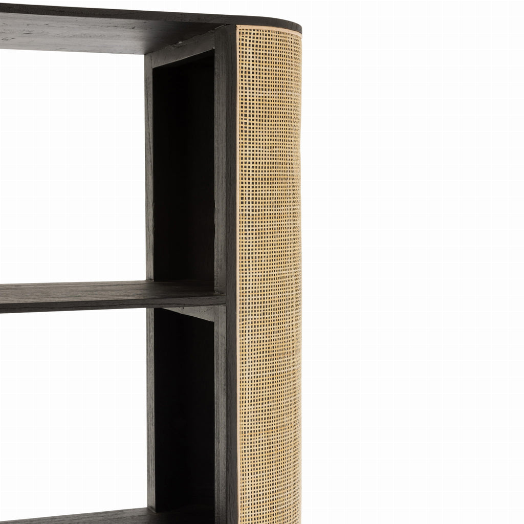 Regał Molly drewno egzotyczne rattan 190 cm J - LINE