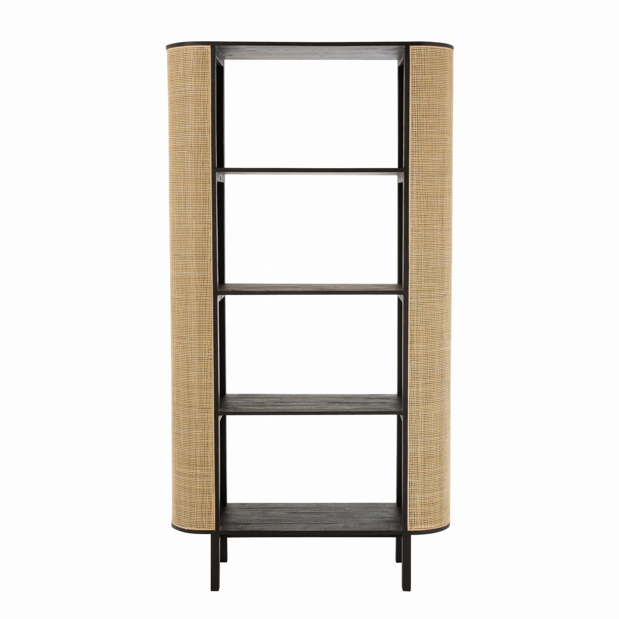 Regał Molly drewno egzotyczne rattan 190 cm J - LINE