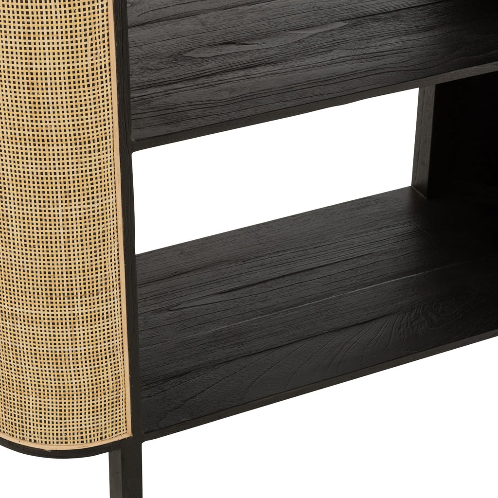 Regał Molly drewno egzotyczne rattan 190 cm J - LINE