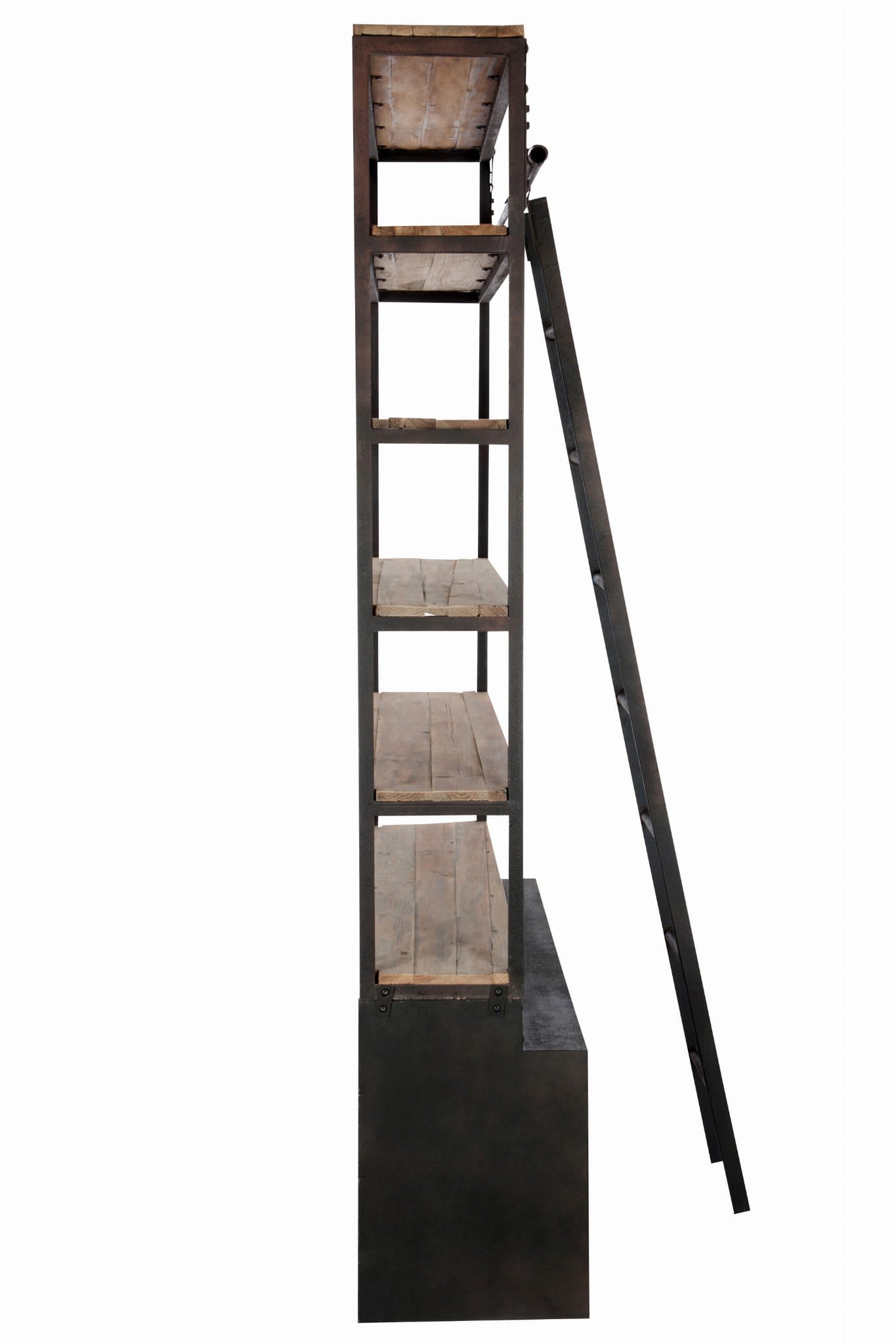 Regał RIVET biblioteczka z drabiną drewno metal 160x45xh243 cm J - LINE