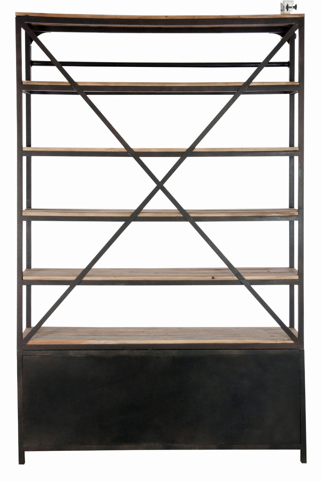 Regał RIVET biblioteczka z drabiną drewno metal 160x45xh243 cm J - LINE