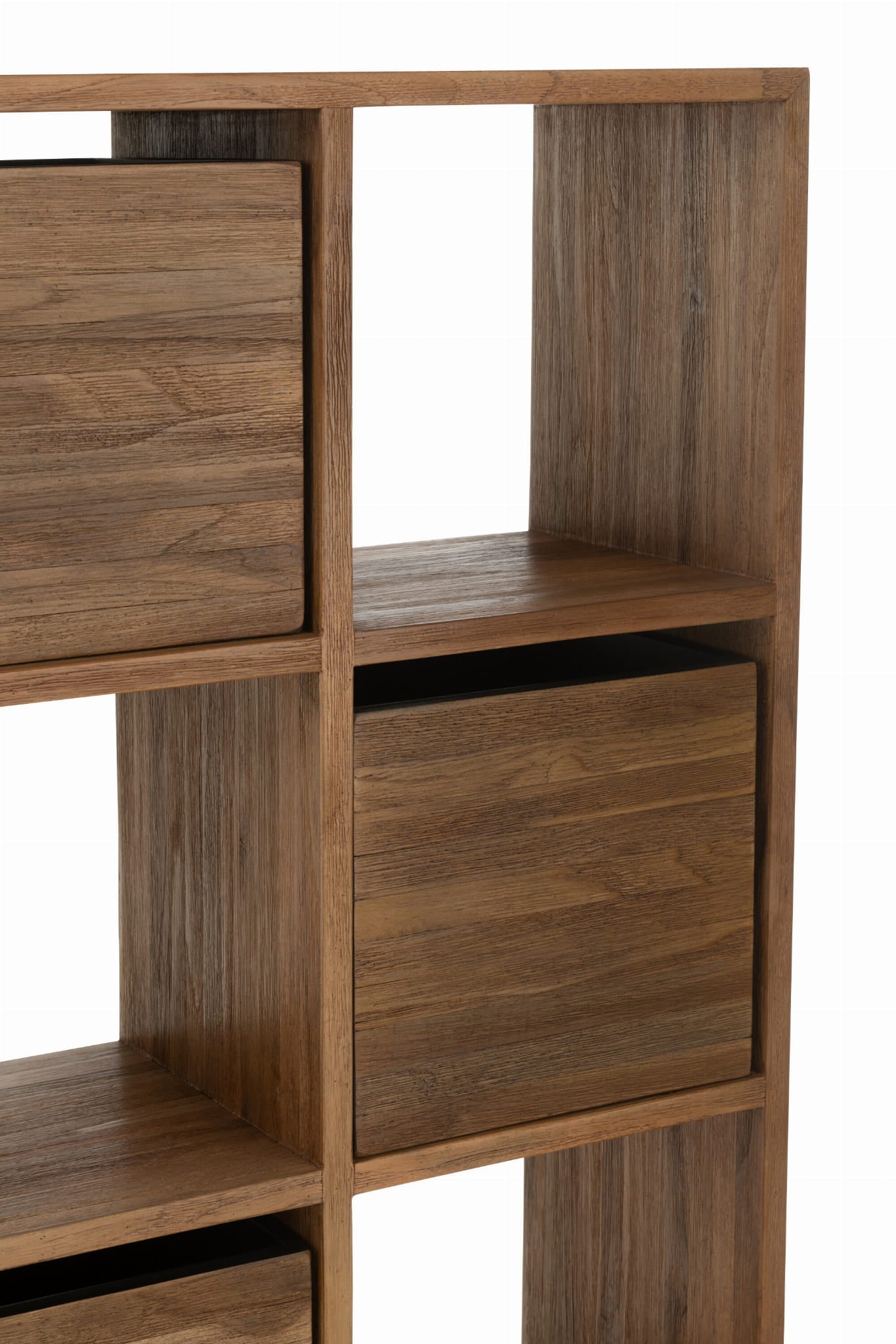 Regał z szufladami NATURAL TEAK z recyklingowanego drewna 100x30x158 cm J - LINE