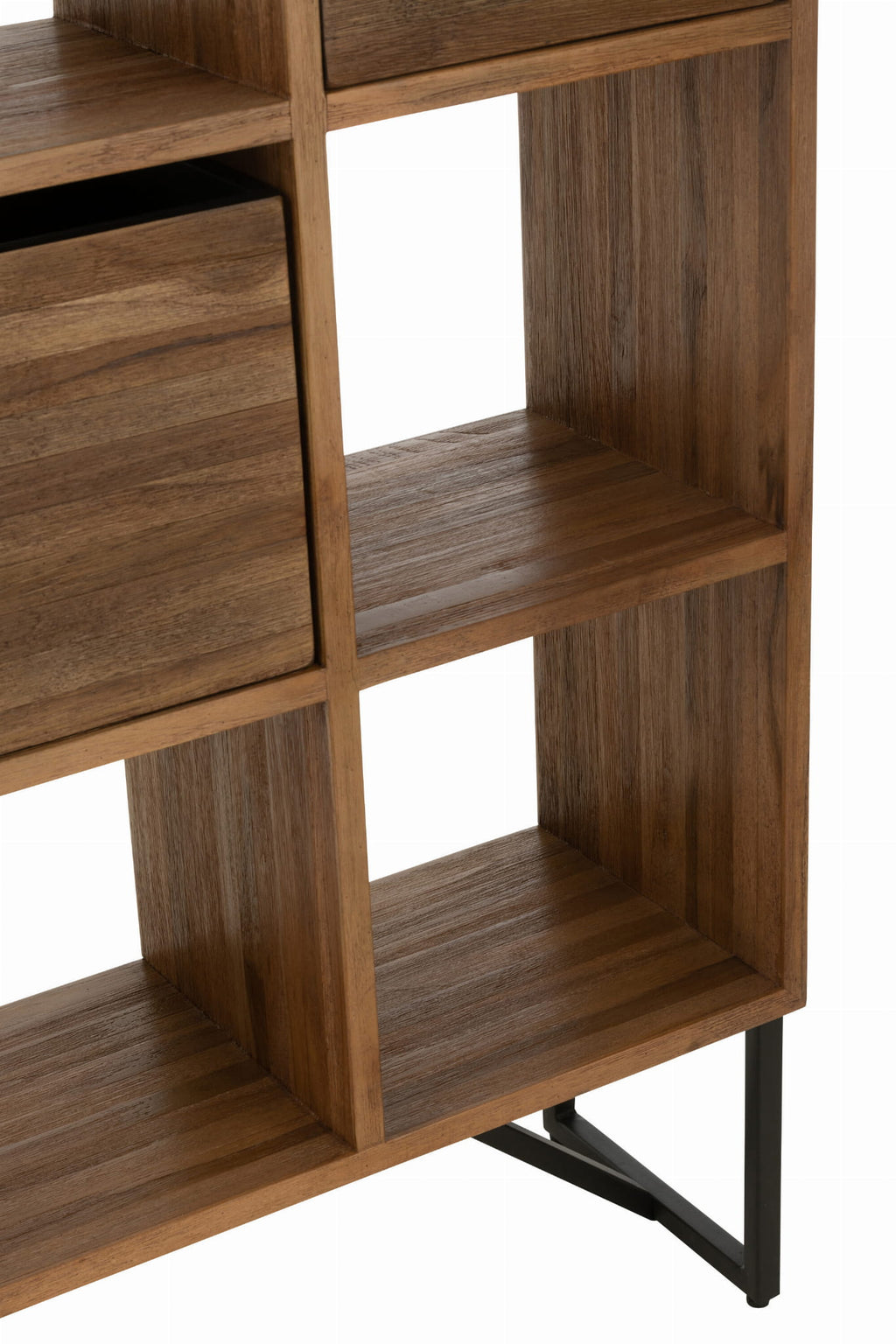 Regał z szufladami NATURAL TEAK z recyklingowanego drewna 100x30x158 cm J - LINE