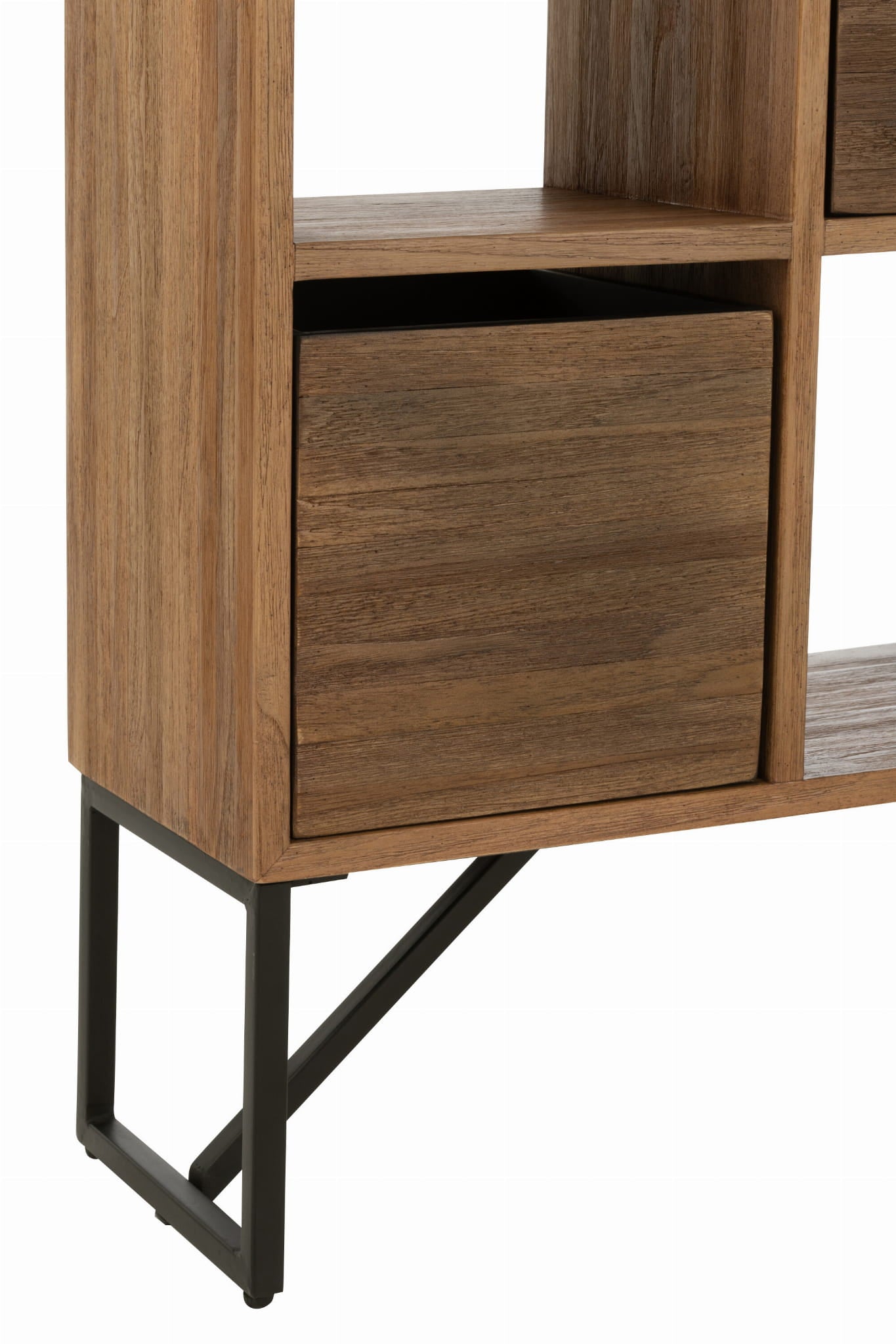 Regał z szufladami NATURAL TEAK z recyklingowanego drewna 100x30x158 cm J - LINE