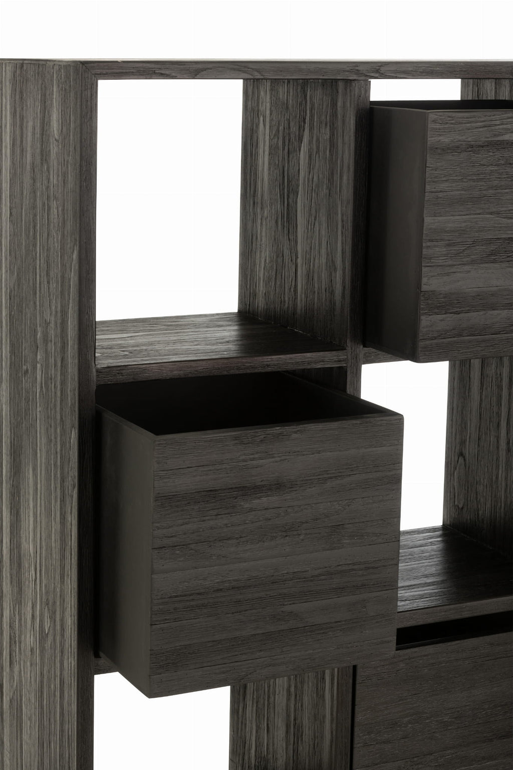 Regał z szufladami NOIR TEAK z recyklingowanego drewna 100x30x158 cm J - LINE