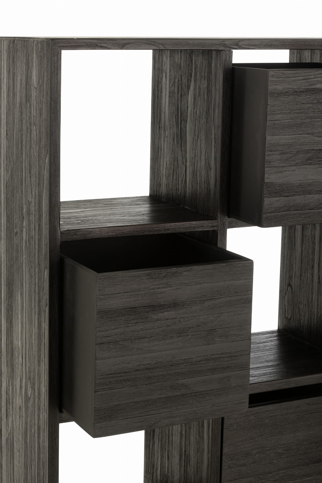 Regał z szufladami NOIR TEAK z recyklingowanego drewna 100x30x158 cm J - LINE