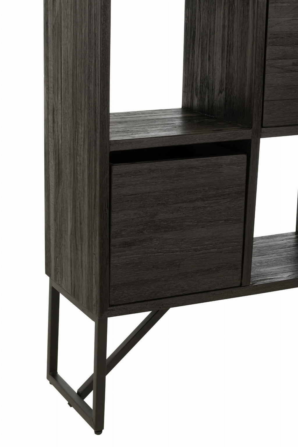 Regał z szufladami NOIR TEAK z recyklingowanego drewna 100x30x158 cm J - LINE