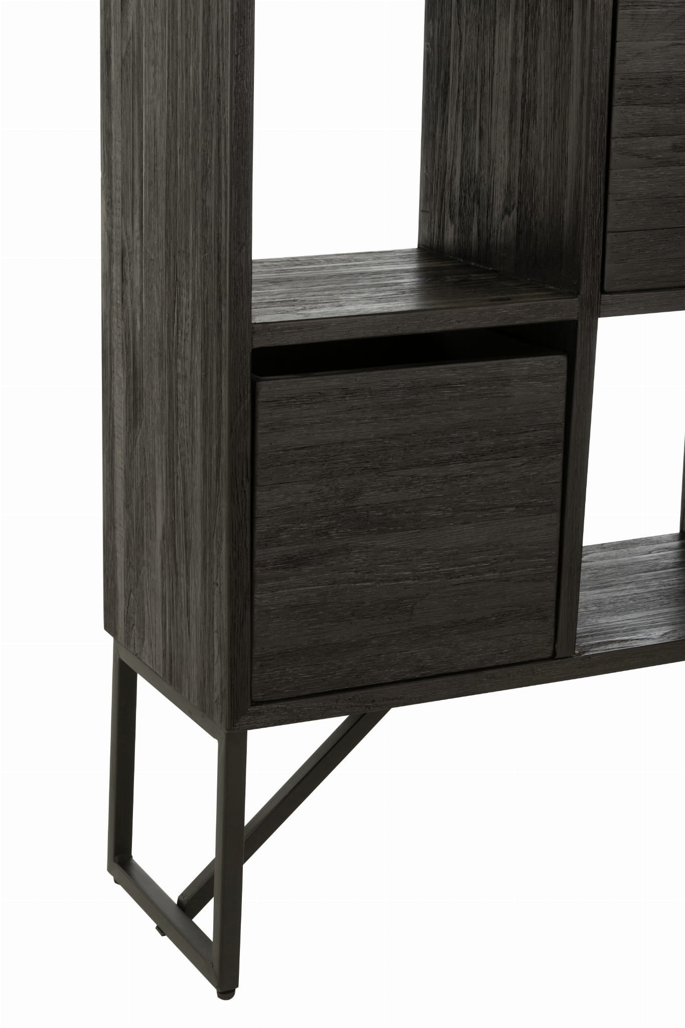 Regał z szufladami NOIR TEAK z recyklingowanego drewna 100x30x158 cm J - LINE