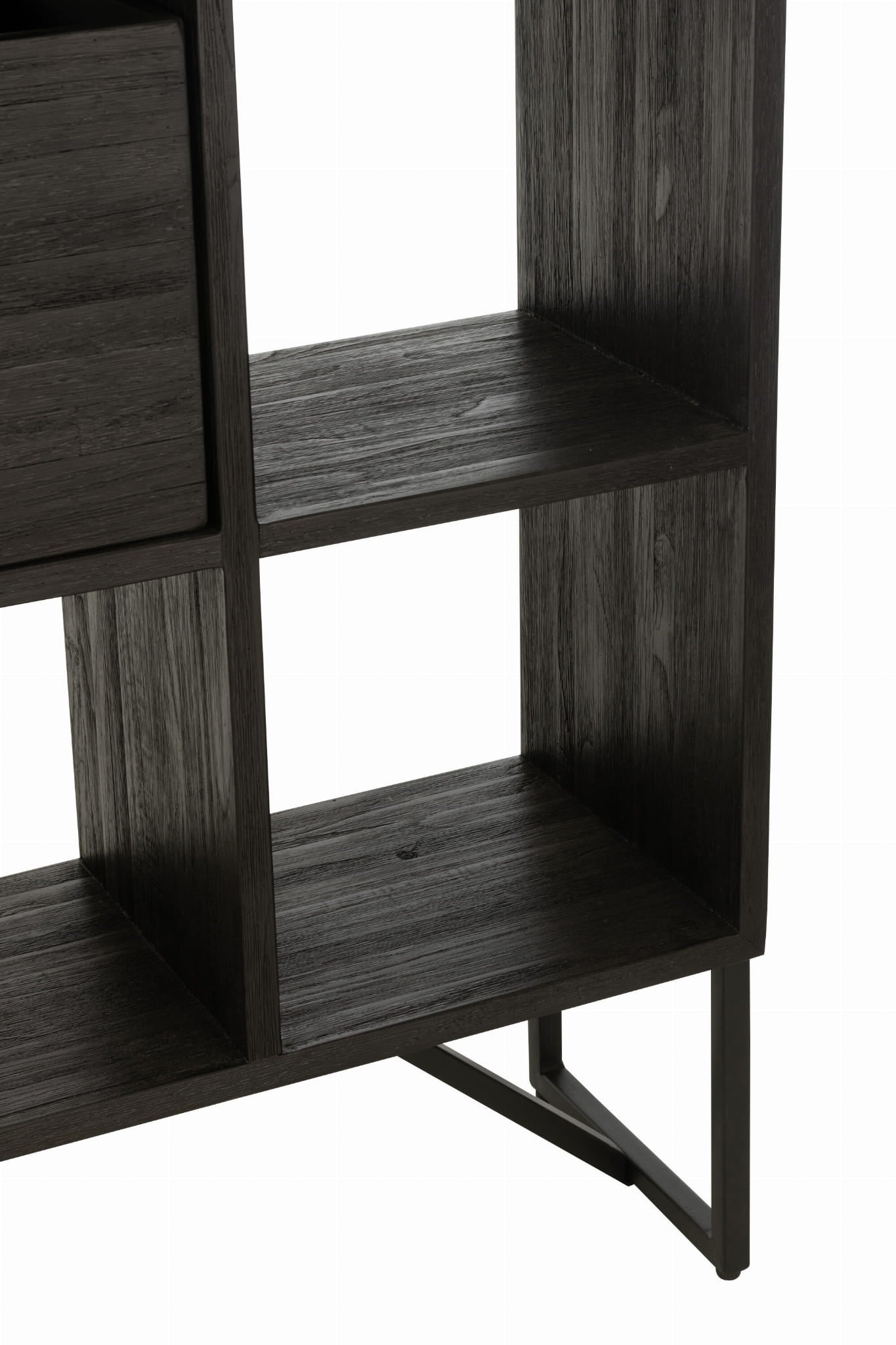 Regał z szufladami NOIR TEAK z recyklingowanego drewna 100x30x158 cm J - LINE