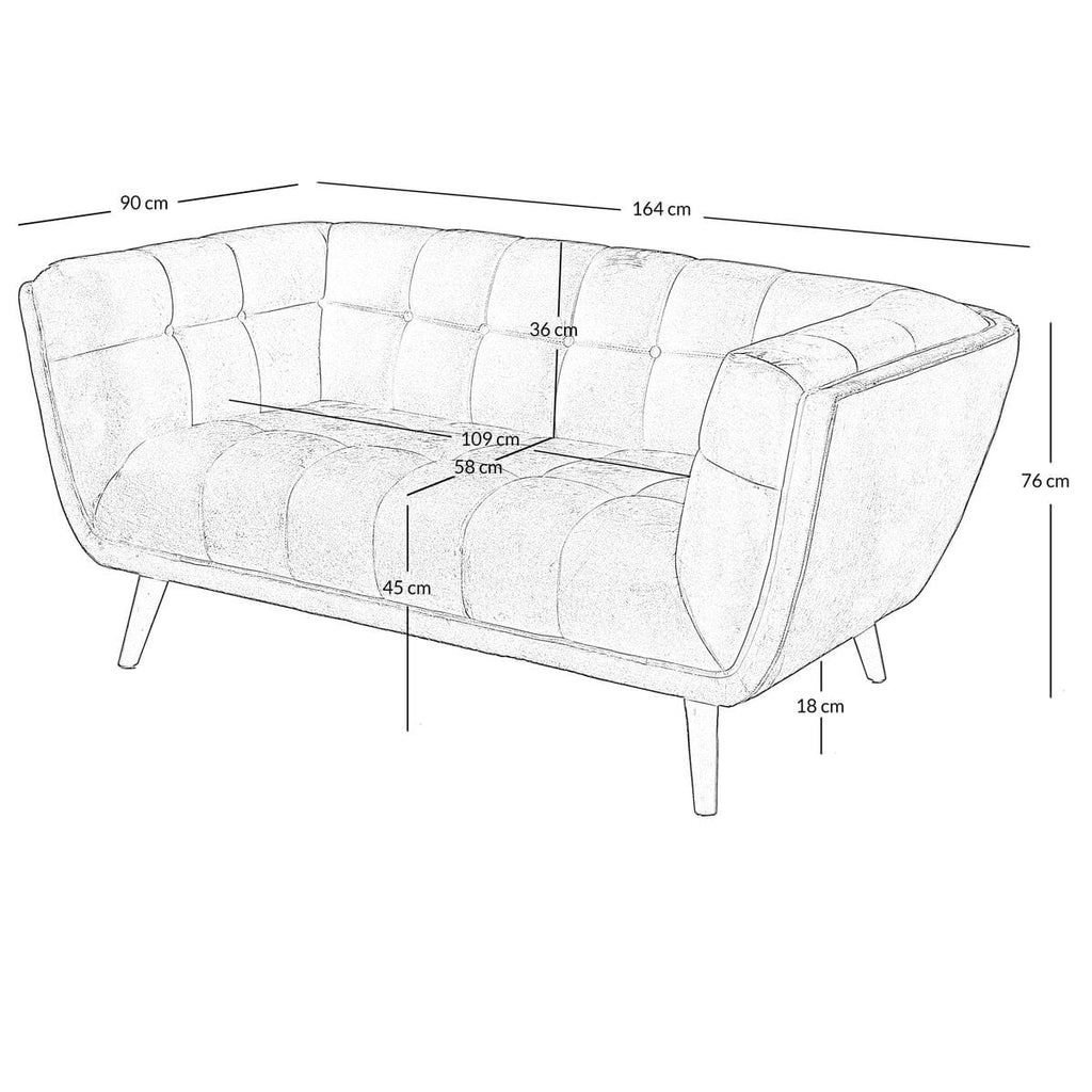Sofa Beryl 2 - osobowa pikowana szary 164 cm Zago