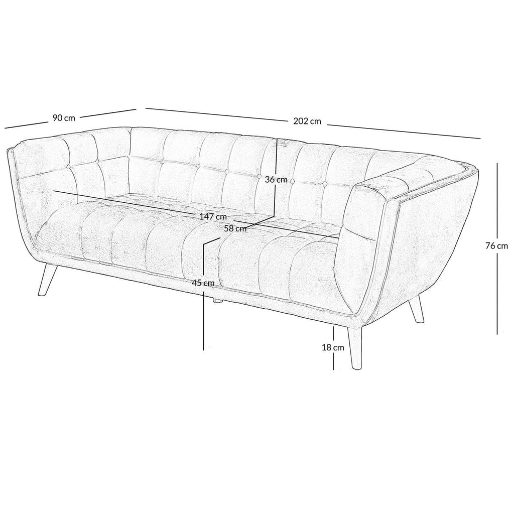 Sofa Beryl 3 - osobowa pikowana szara 202 cm Zago