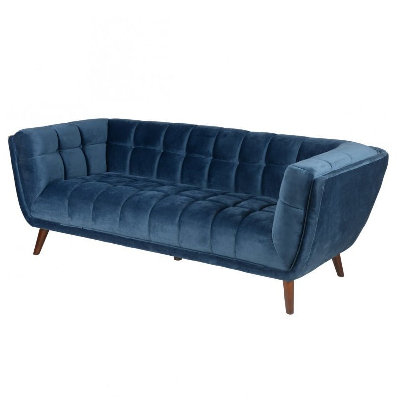 Sofa Beryl 3-osobowa welurowa niebieska Zago
