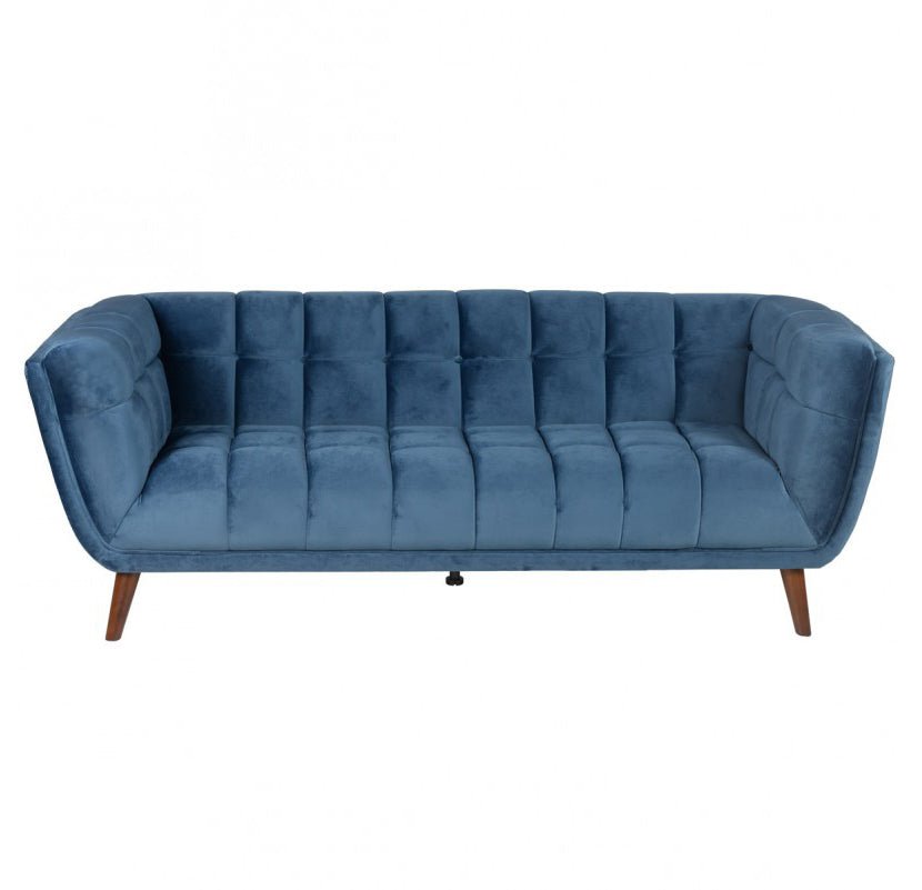 Sofa Beryl 3-osobowa welurowa niebieska Zago