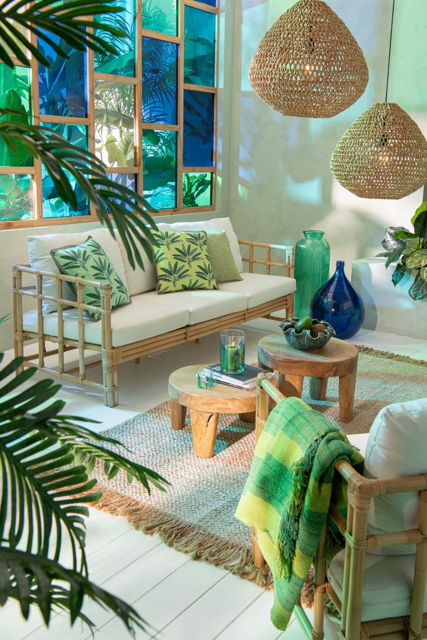 Sofa Elise 3 - osobowa 187 cm rattan naturalny J - LINE