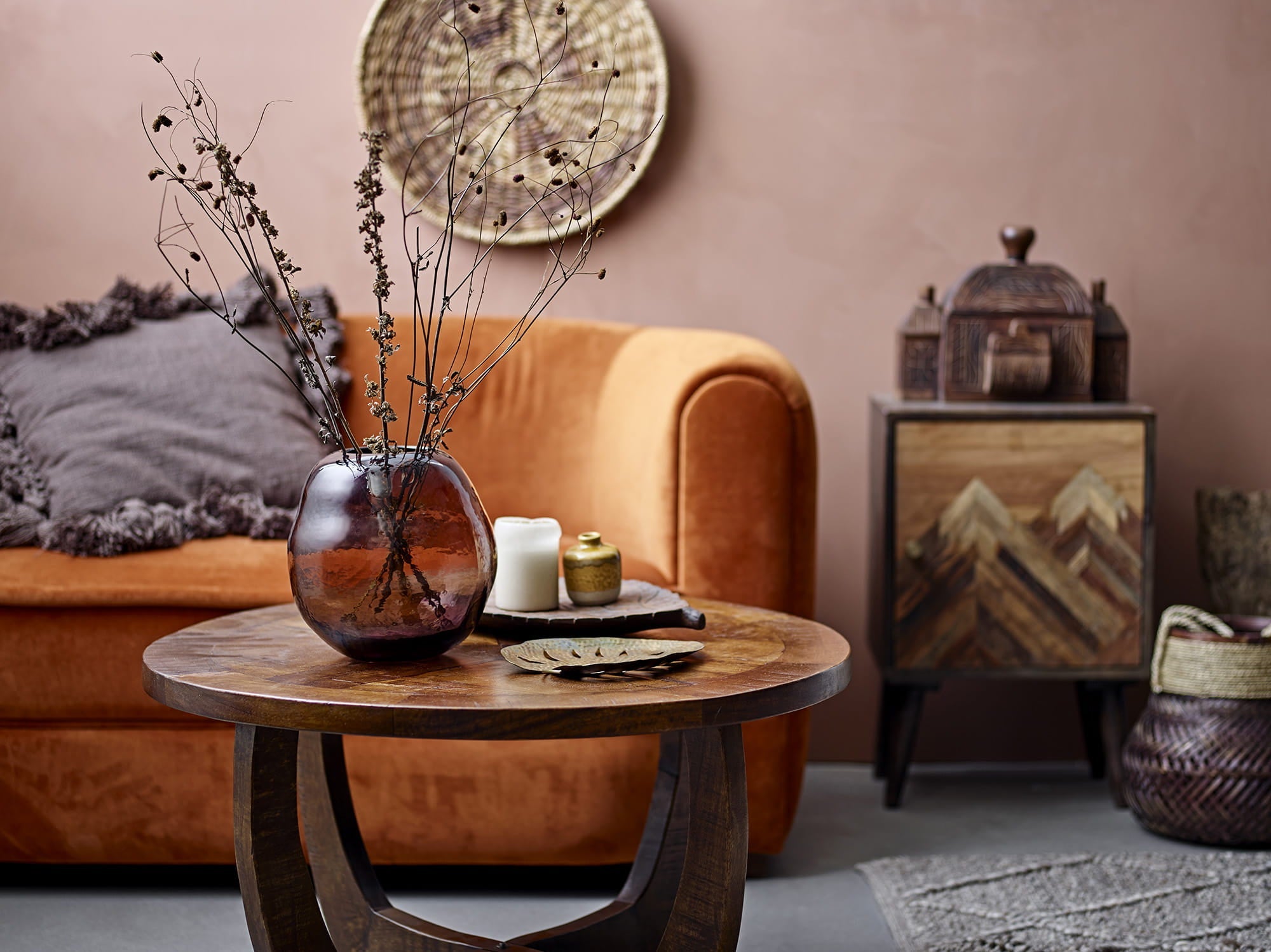 Sofa Malala brązowa poliester Bloomingville