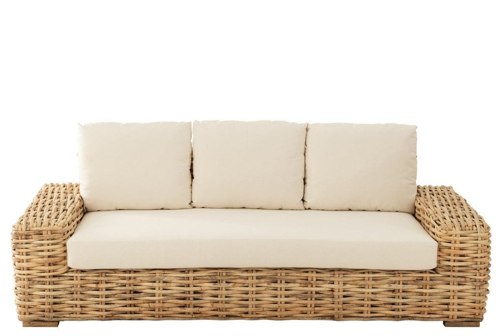 Sofa rattanowa UBUD 3-osobowa z poduszkami J-LINE
