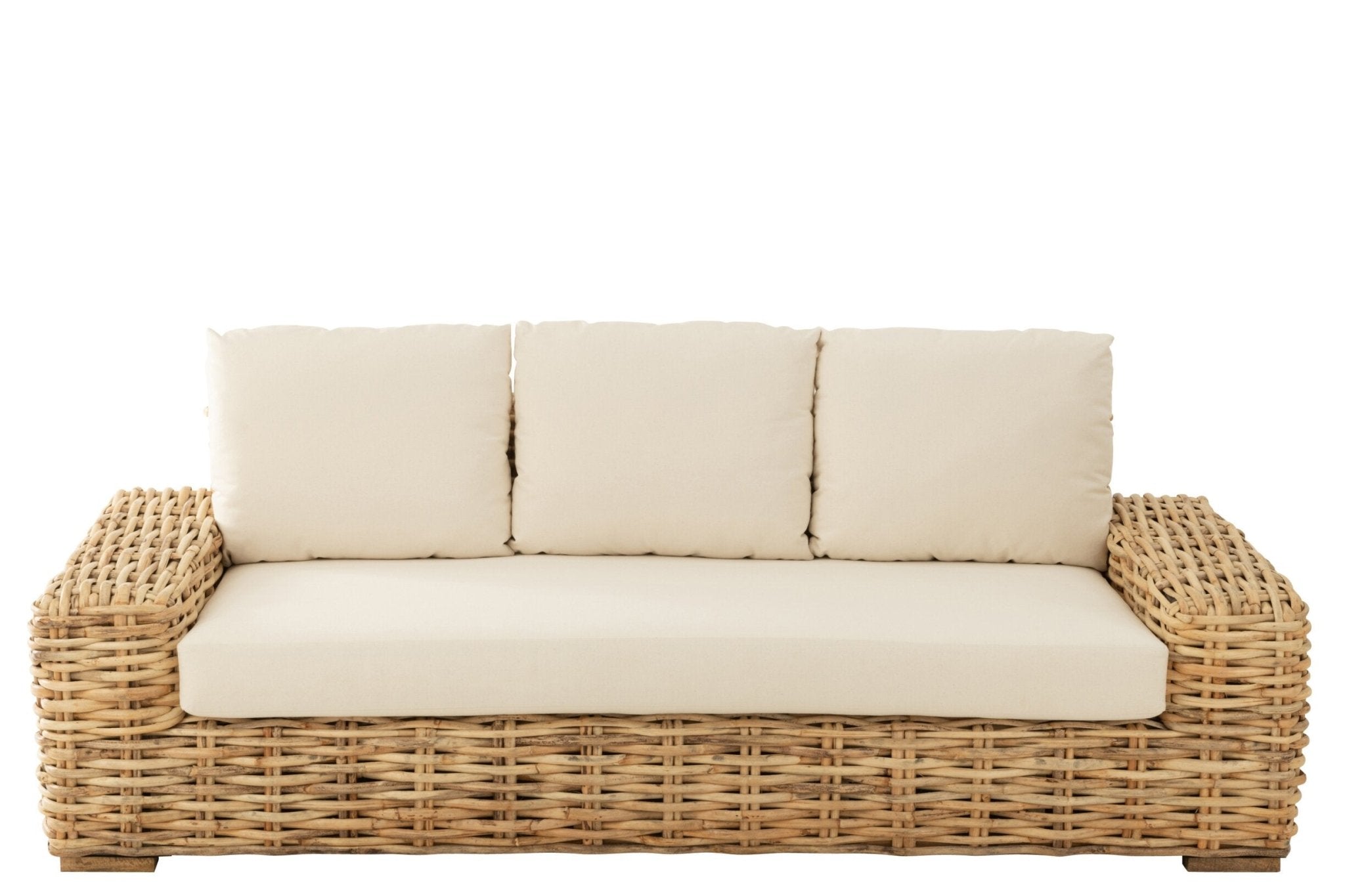 Sofa rattanowa UBUD 3-osobowa z poduszkami J-LINE