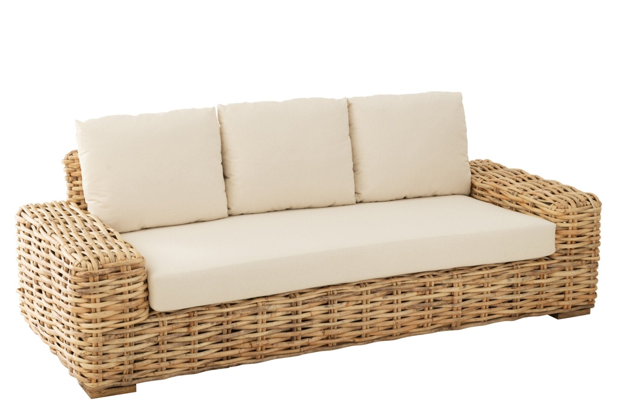 Sofa rattanowa UBUD 3-osobowa z poduszkami J-LINE