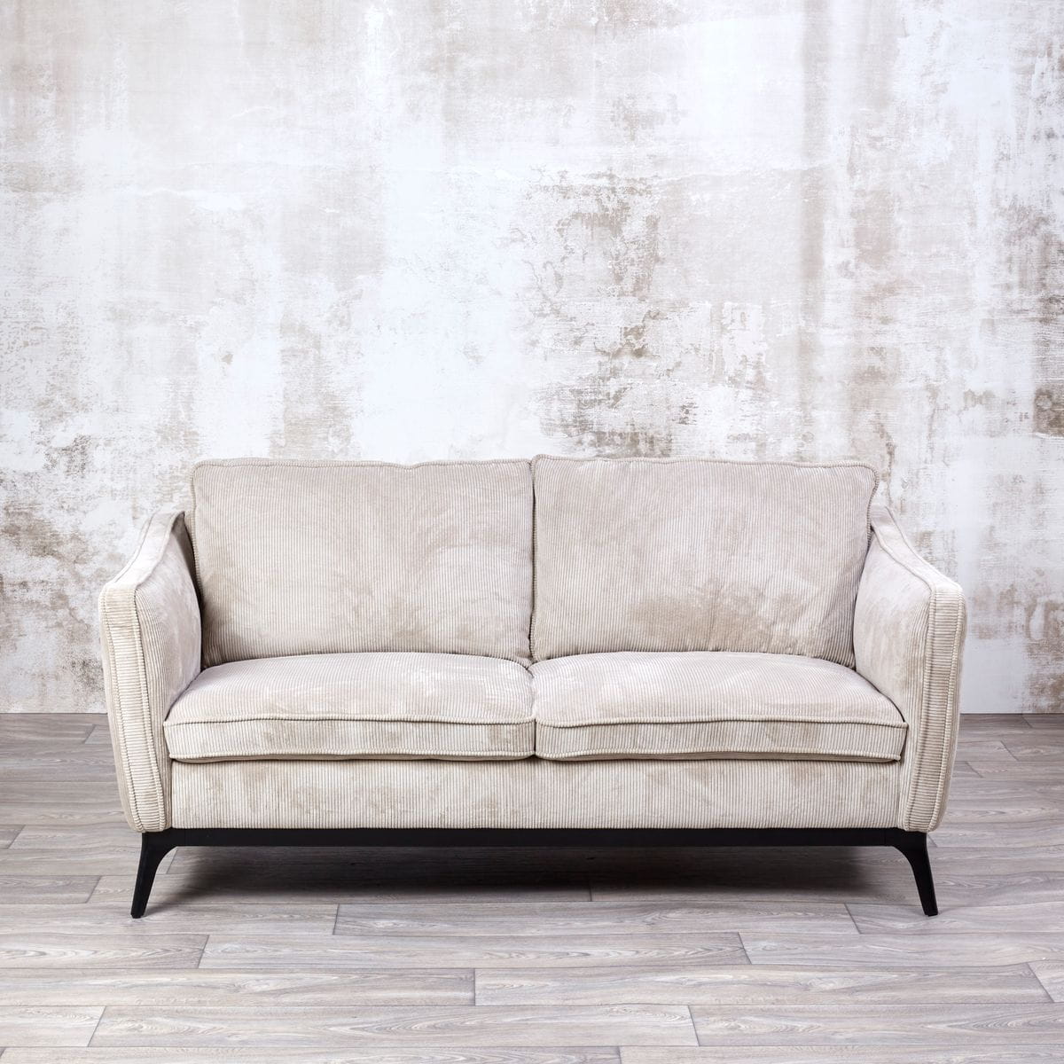 Sofa ze sztruksu Cleo 2 - osobowa 165 cm jasny beż Zago