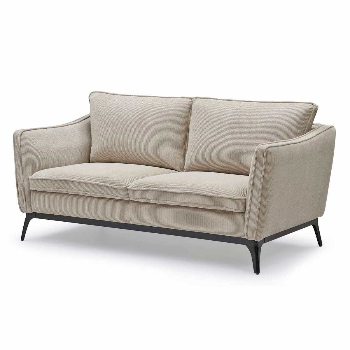 Sofa ze sztruksu Cleo 2 - osobowa 165 cm jasny beż Zago