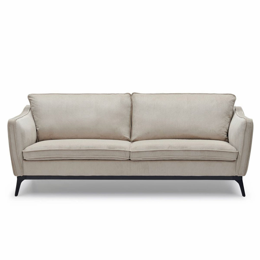 Sofa ze sztruksu Cleo 3 - osobowa 206 cm jasny beż Zago