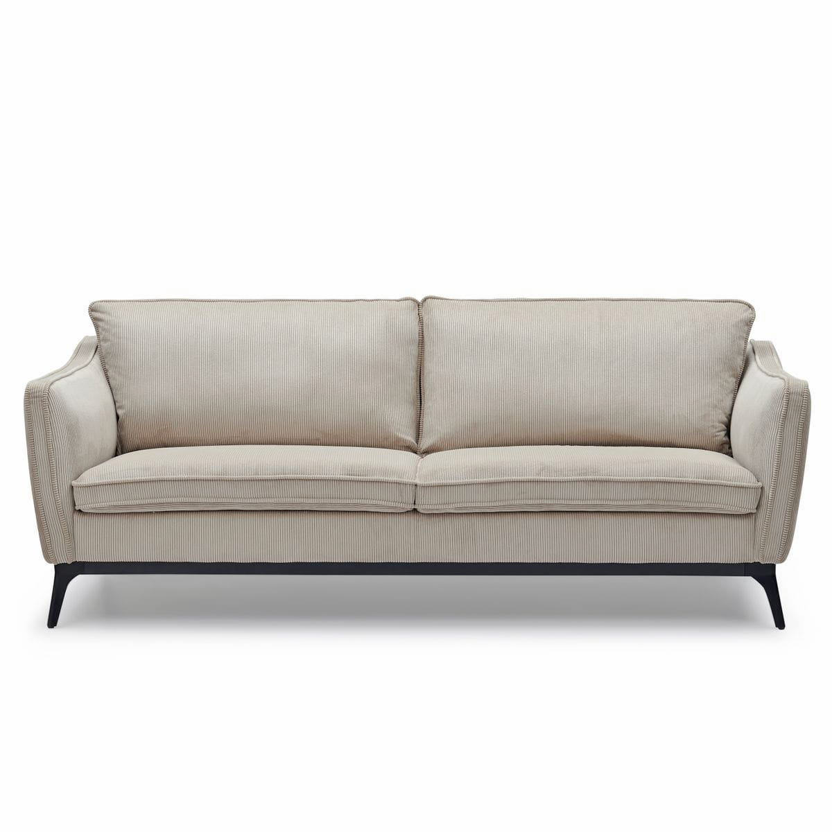 Sofa ze sztruksu Cleo 3 - osobowa 206 cm jasny beż Zago