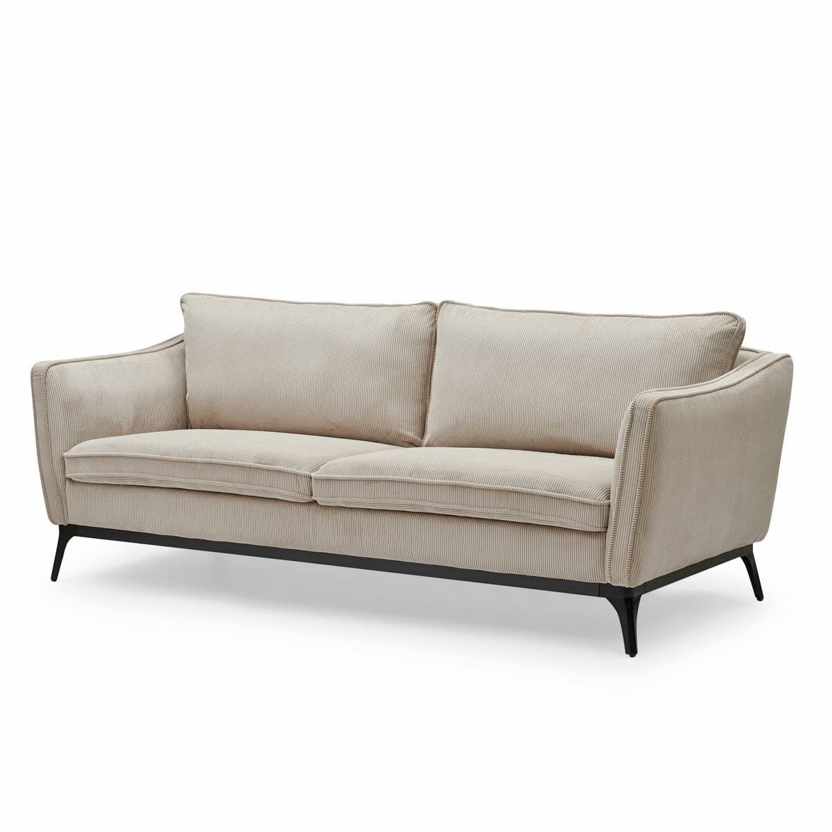 Sofa ze sztruksu Cleo 3 - osobowa 206 cm jasny beż Zago
