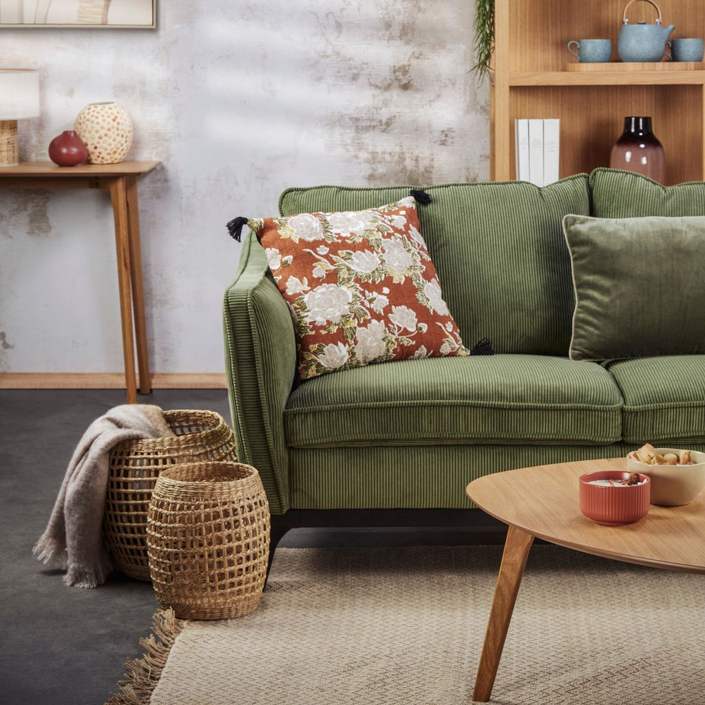 Sofa ze sztruksu Cleo 3 - osobowa 206 cm khaki Zago