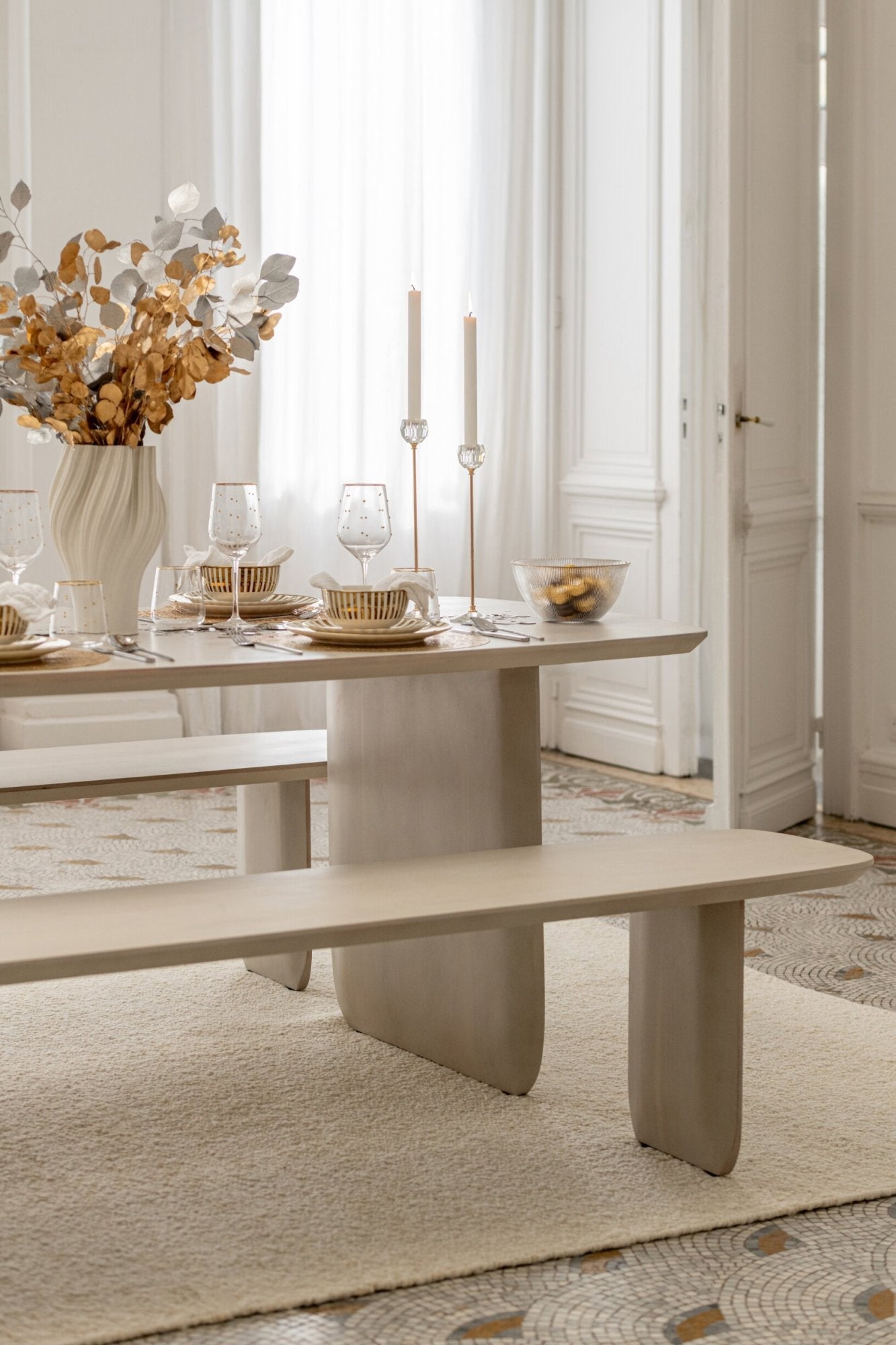 Stół do jadalni ACACIA z drewna akacjowego 190 cm bielony J-LINE