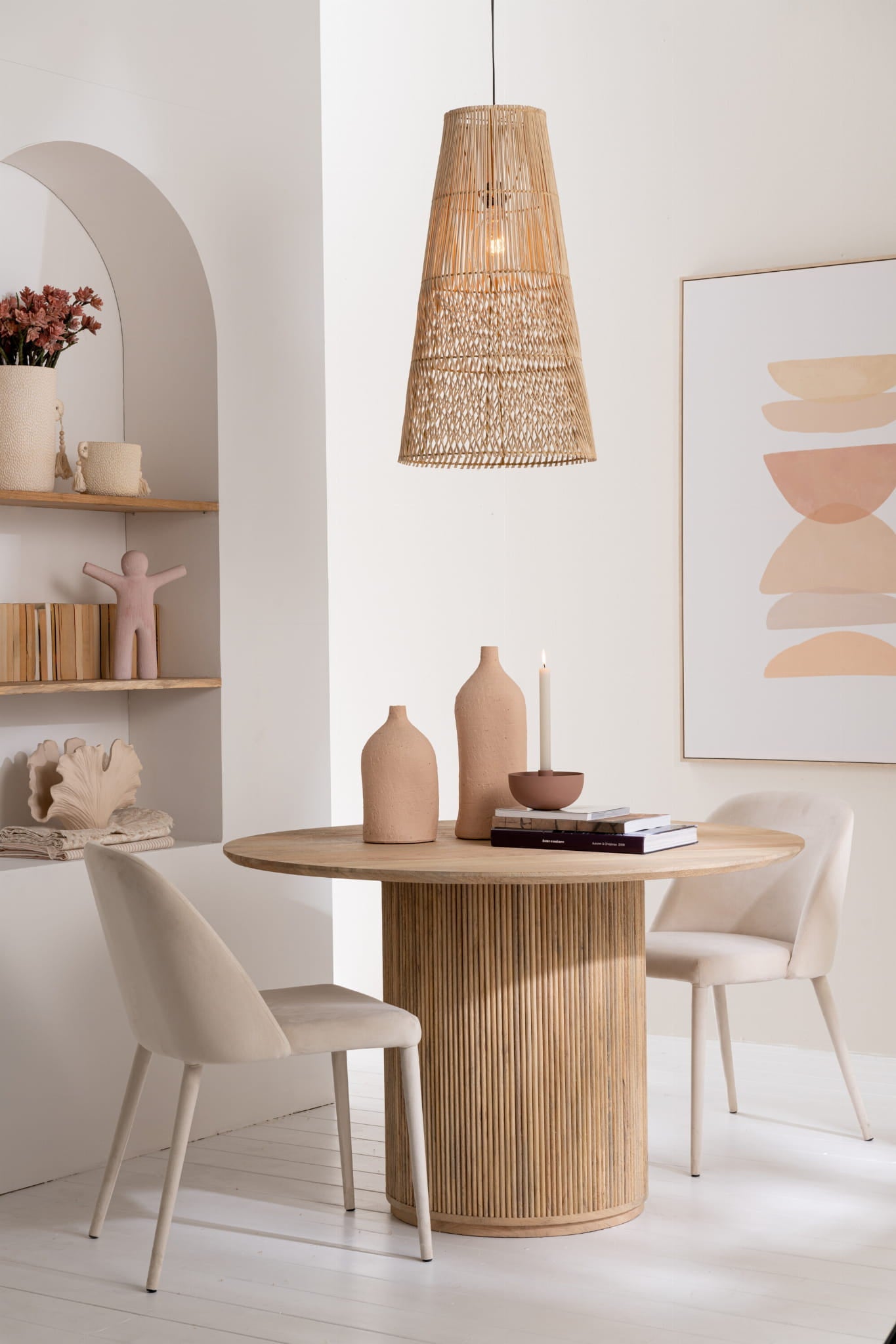 Stół do jadalni Vincent okrągły naturalny 120 cm drewno mango J - LINE