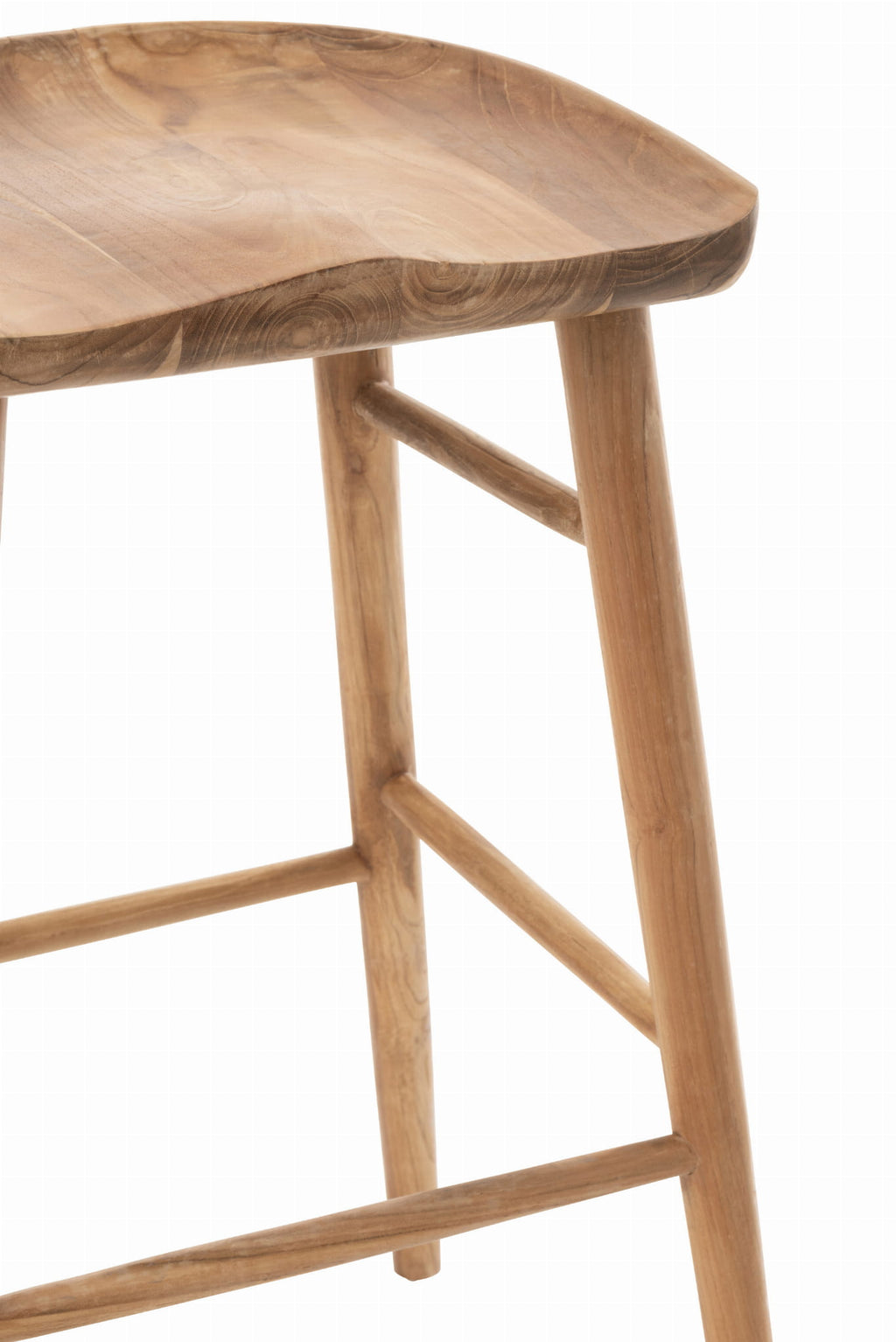Stołek Farmhouse Ana 76 cm barowy z drewna tekowego J - LINE