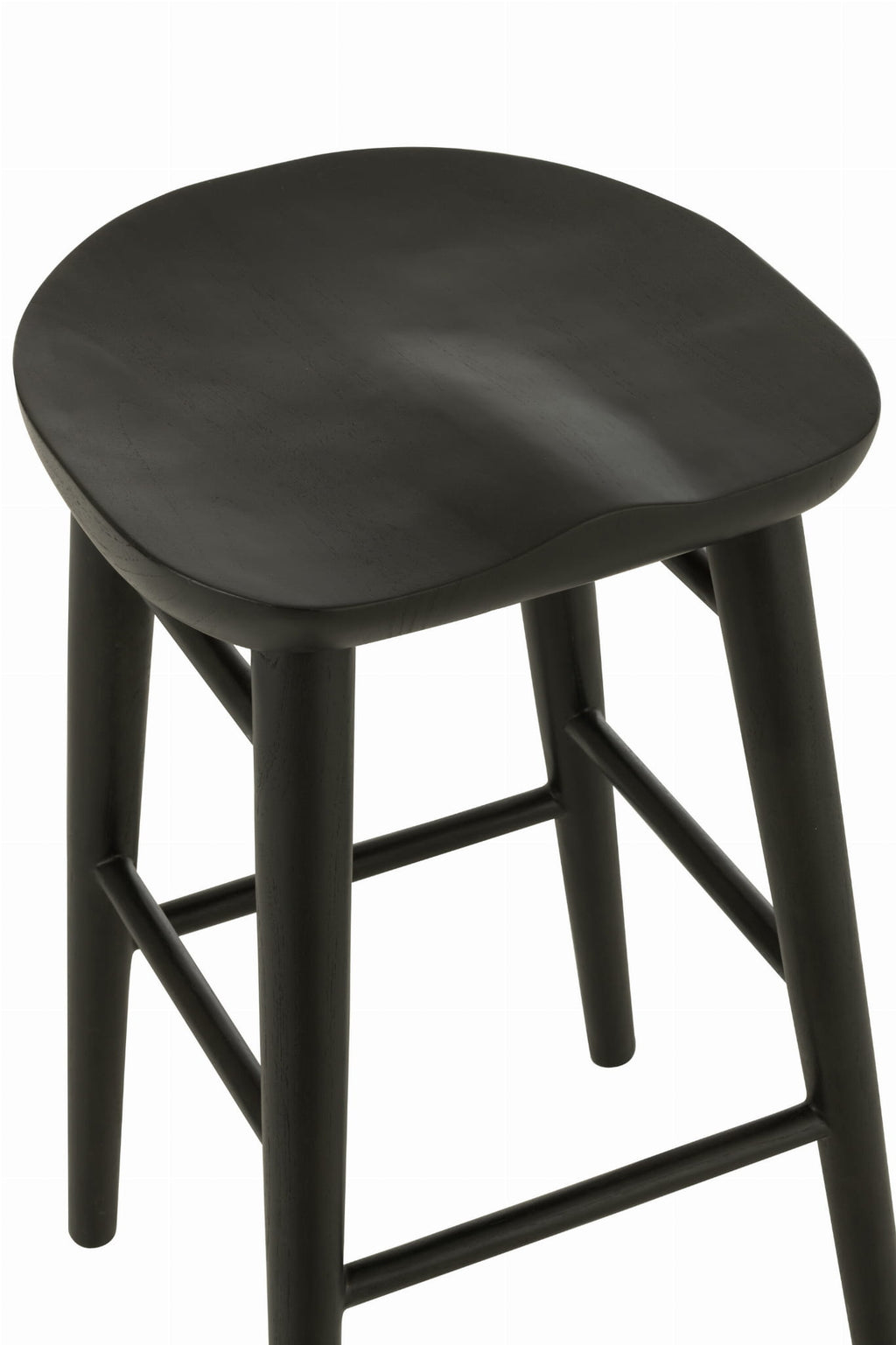 Stołek Farmhouse Mika 66 cm barowy czarny z drewna tekowego J - LINE