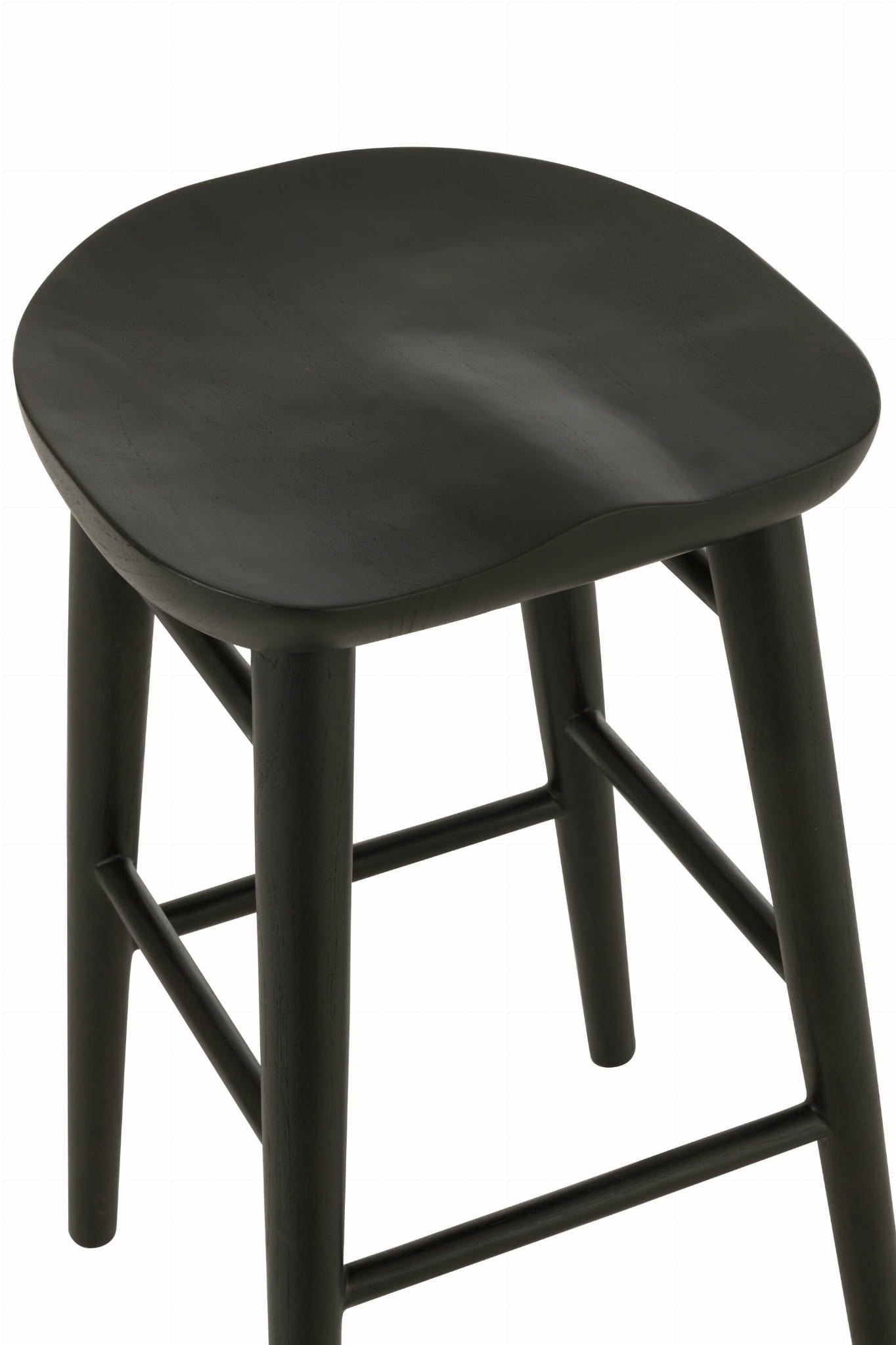 Stołek Farmhouse Mika 66 cm barowy czarny z drewna tekowego J - LINE