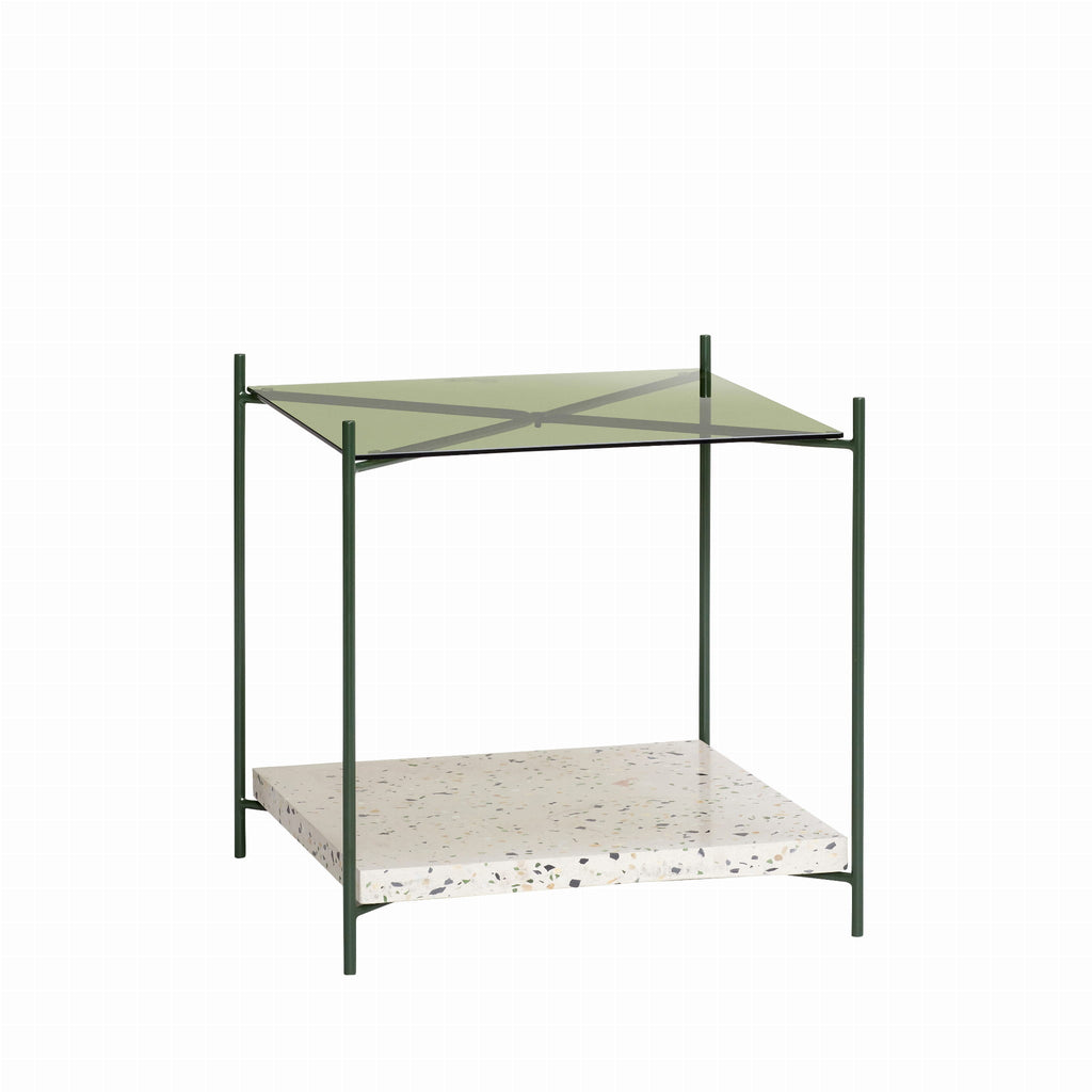 Stolik boczny Niche zielony/terrazzo 42x42xh43cm Hübsch