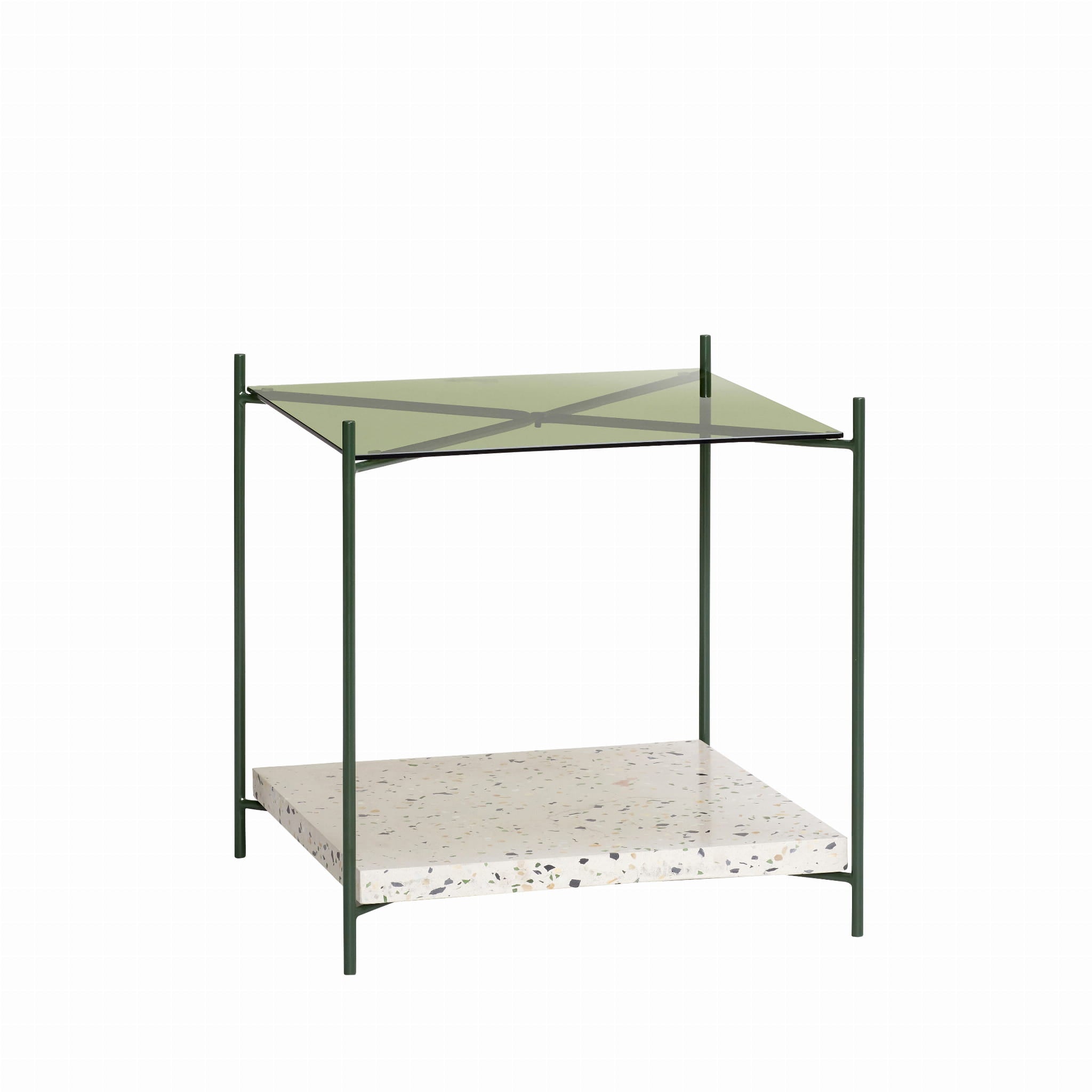 Stolik boczny Niche zielony/terrazzo 42x42xh43cm Hübsch