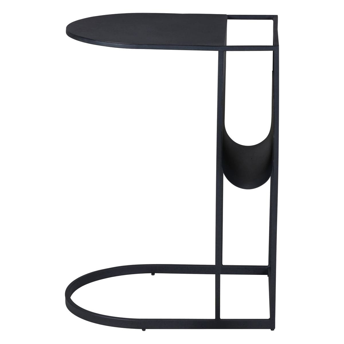 Stolik Grayson z gazetownikiem metalowy czarny 45x35x60 cm Zago