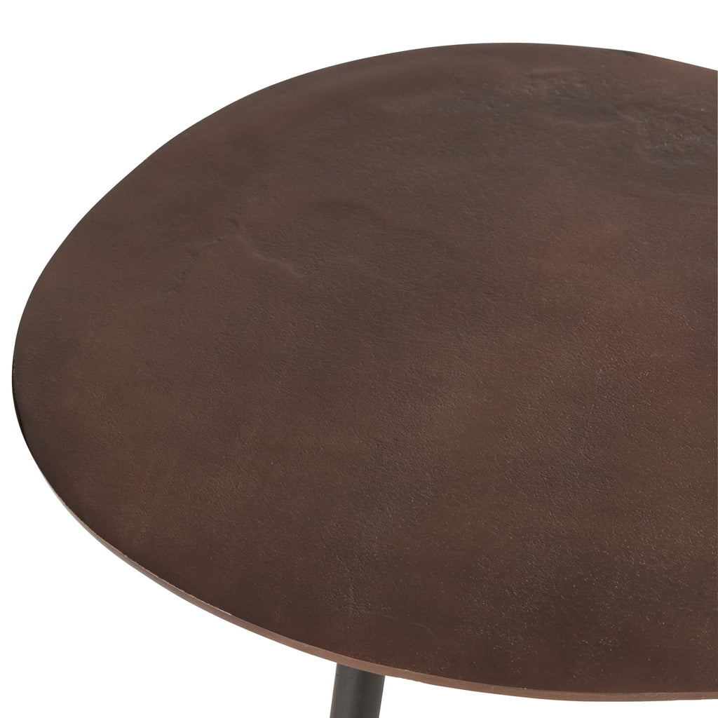 Stolik kawowy Drop mały brązowy metal 89x53x32cm J - LINE