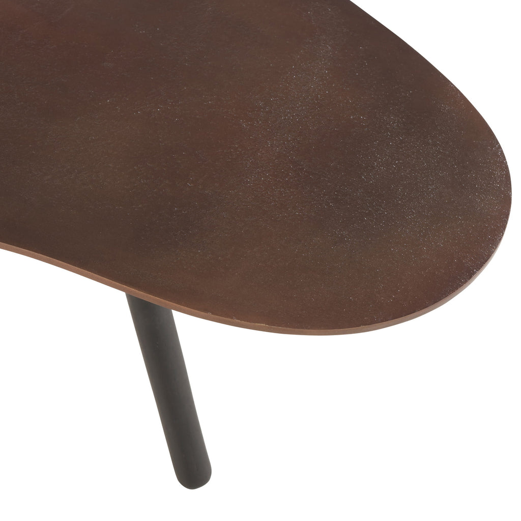 Stolik kawowy Drop mały brązowy metal 89x53x32cm J - LINE