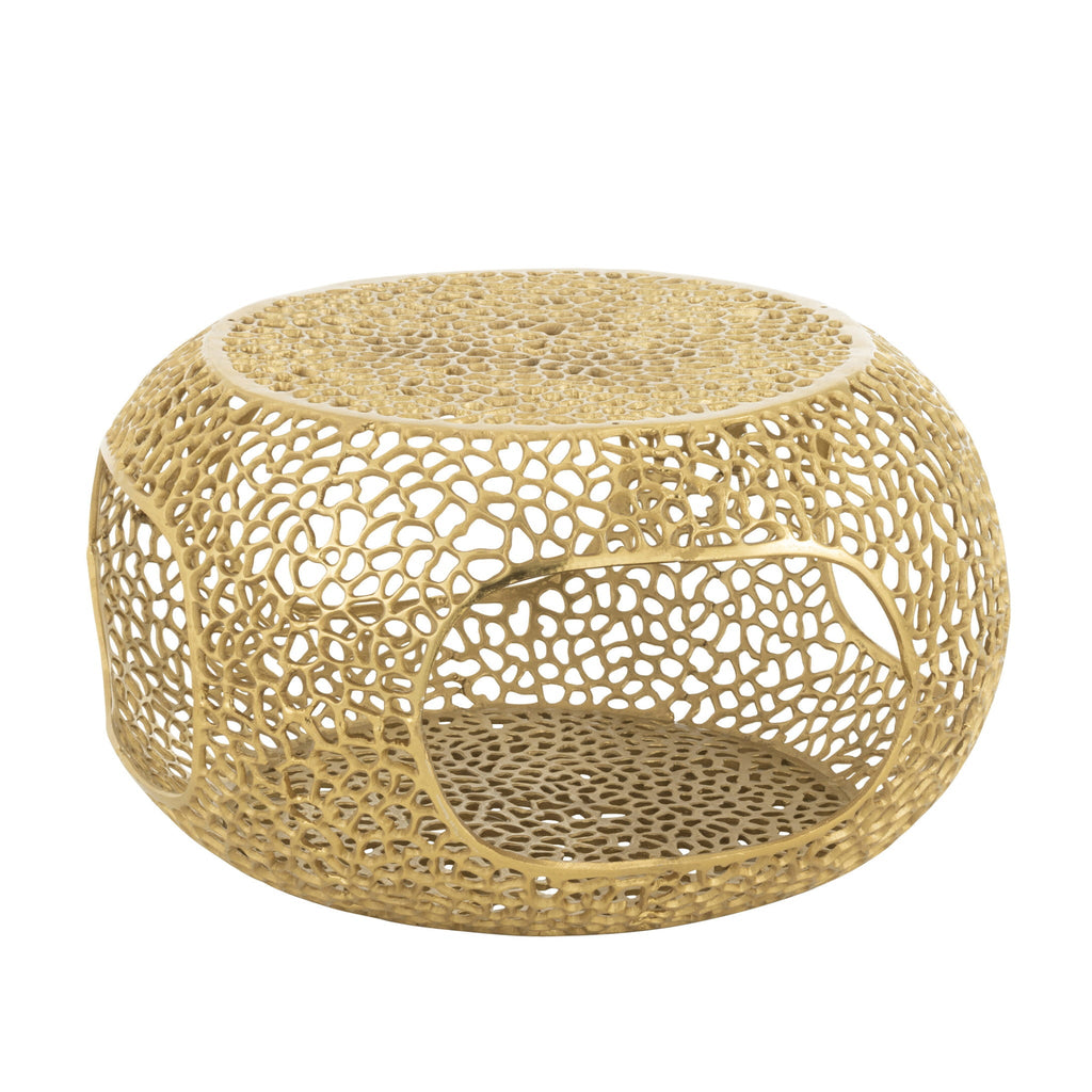 Stolik kawowy Gold ażurowy metalowy ø76x40 J - LINE