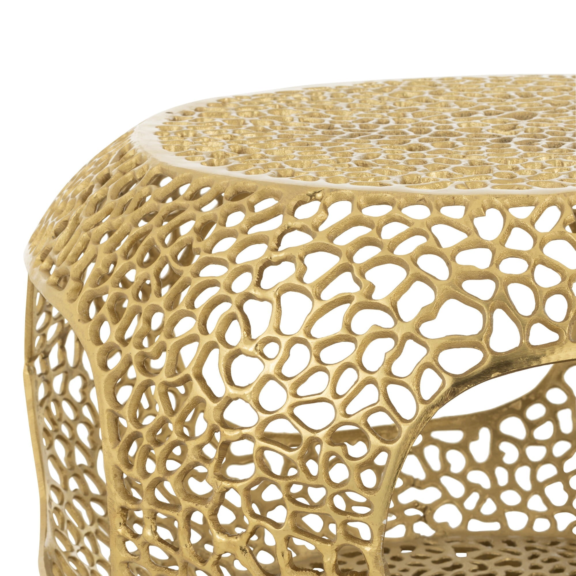 Stolik kawowy Gold ażurowy metalowy ø76x40 J - LINE