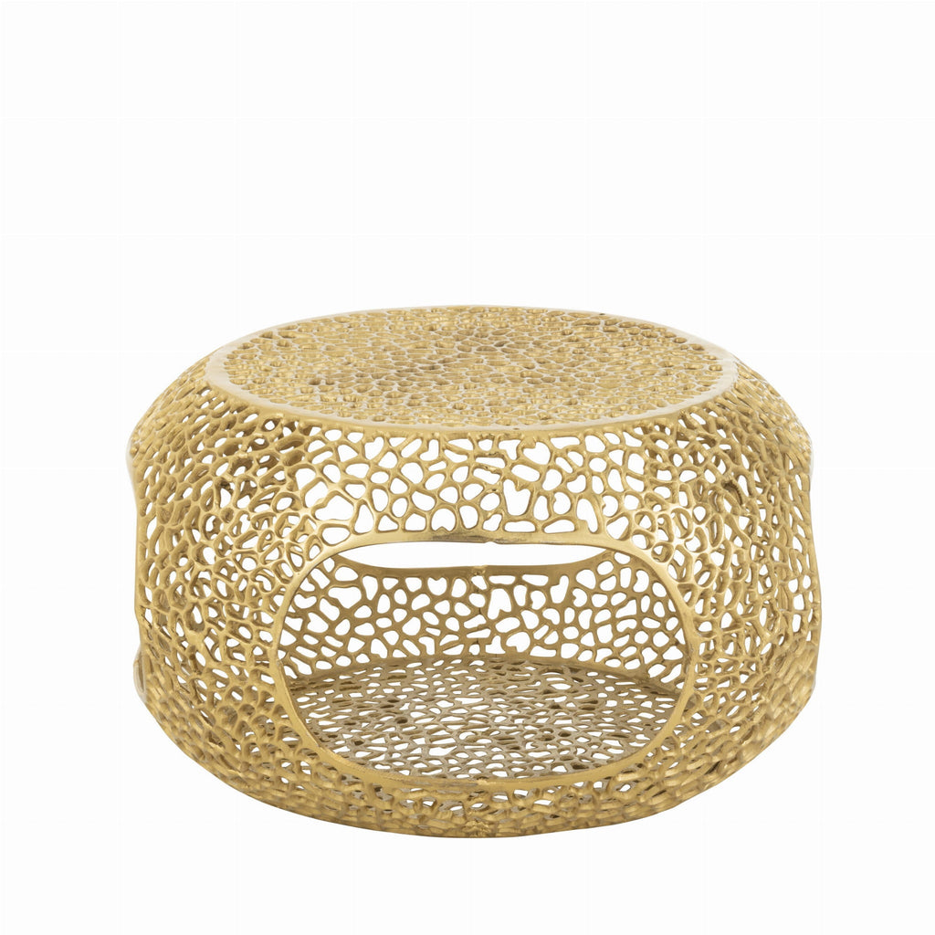 Stolik kawowy Gold ażurowy metalowy ø76x40 J - LINE