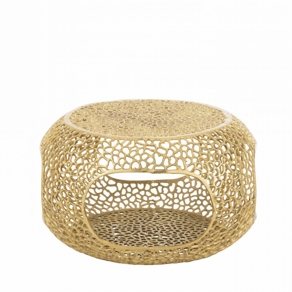Stolik kawowy Gold ażurowy metalowy ø76x40 J - LINE