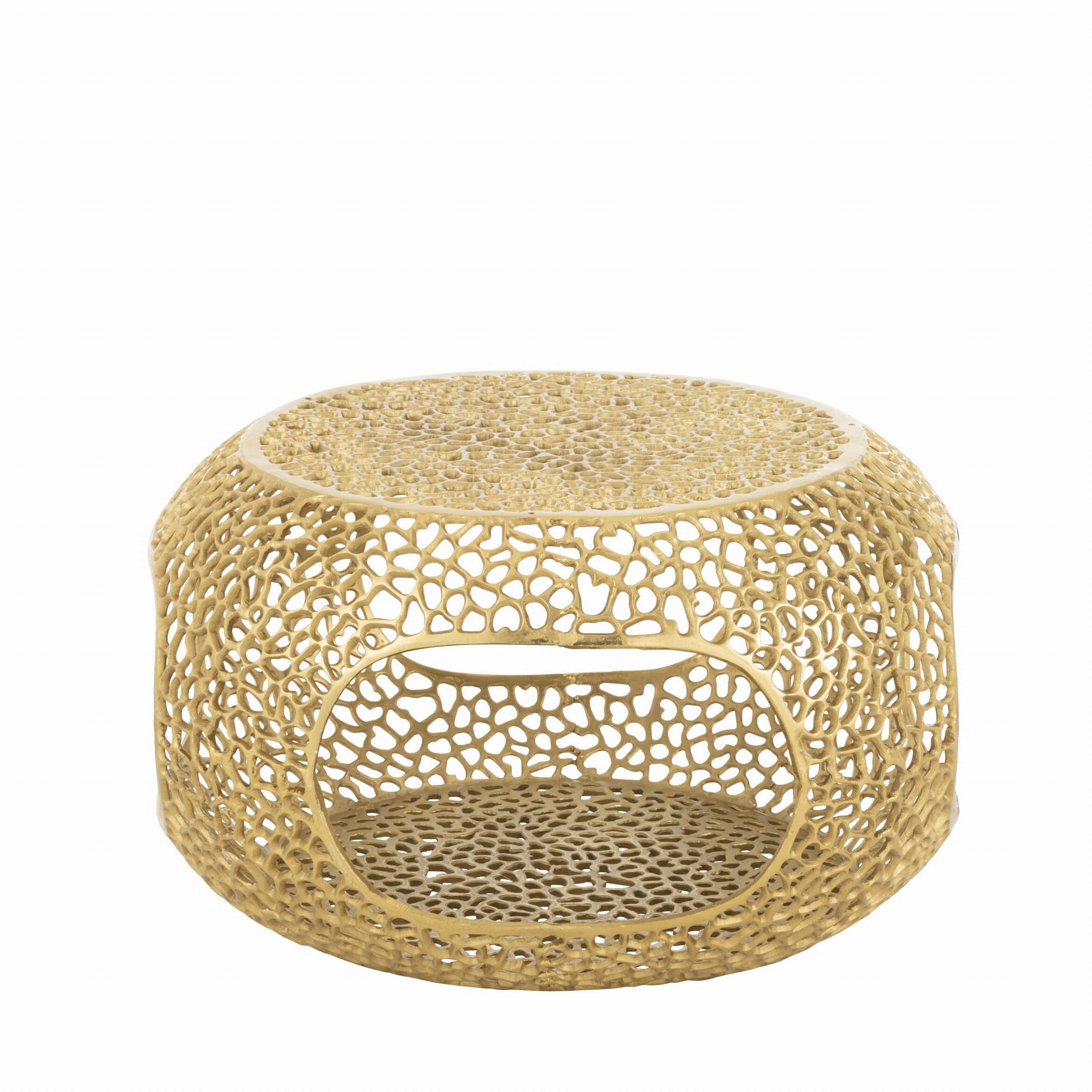 Stolik kawowy Gold ażurowy metalowy ø76x40 J - LINE