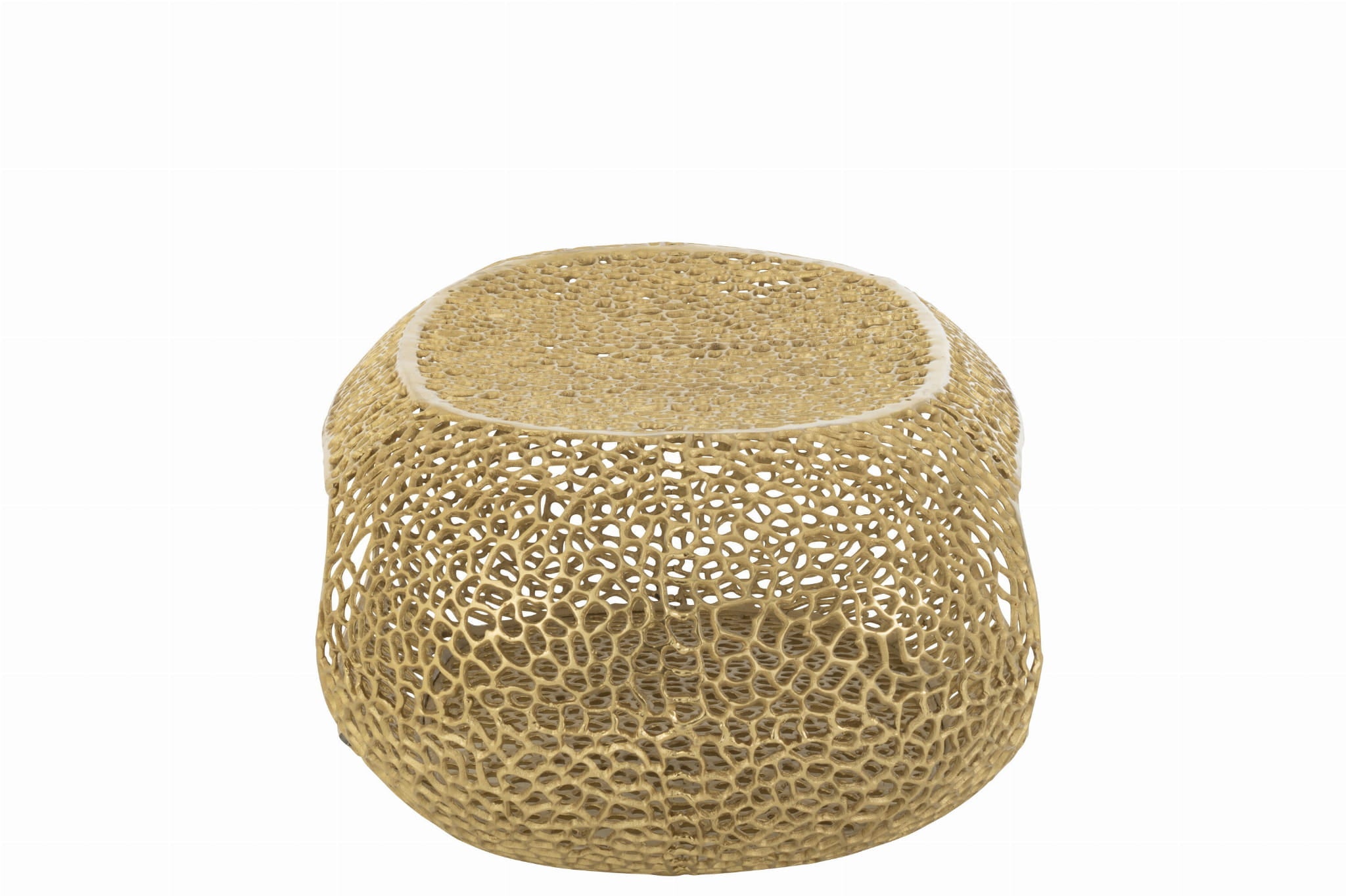 Stolik kawowy Gold owalny ażurowy metalowy złoty 120x70x40 cm J - LINE