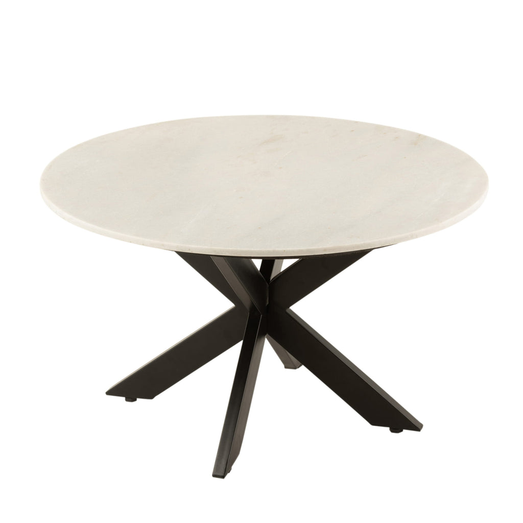 Stolik kawowy Marc okrągły marmur biały 80x80x49cm J - LINE