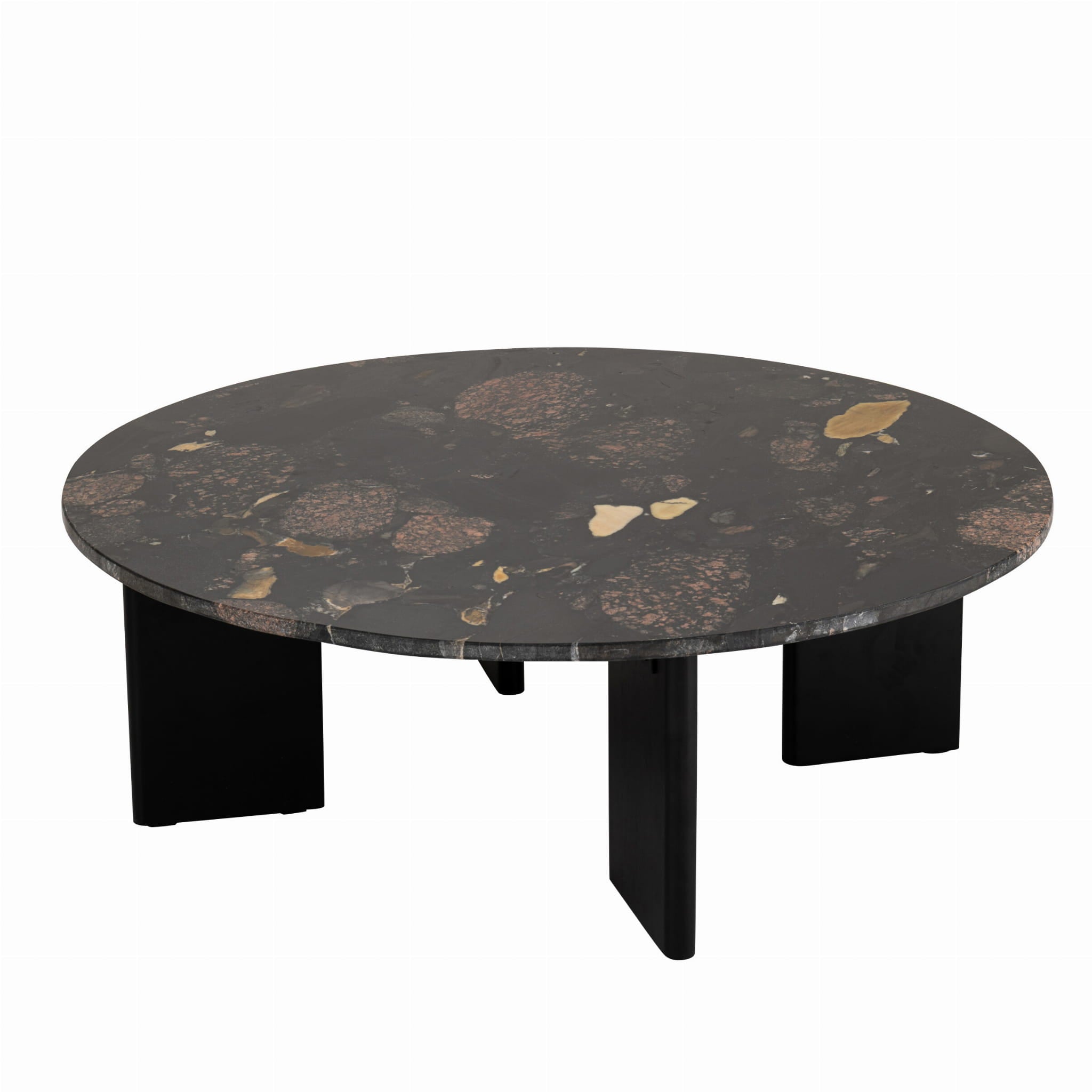 Stolik kawowy MATHILDE marmur czarny/brzoskwiniowy Śr. 90xH30 cm J - LINE