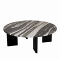 Stolik kawowy MATHILDE marmur czarny/szary Śr. 90xH30 cm J - LINE