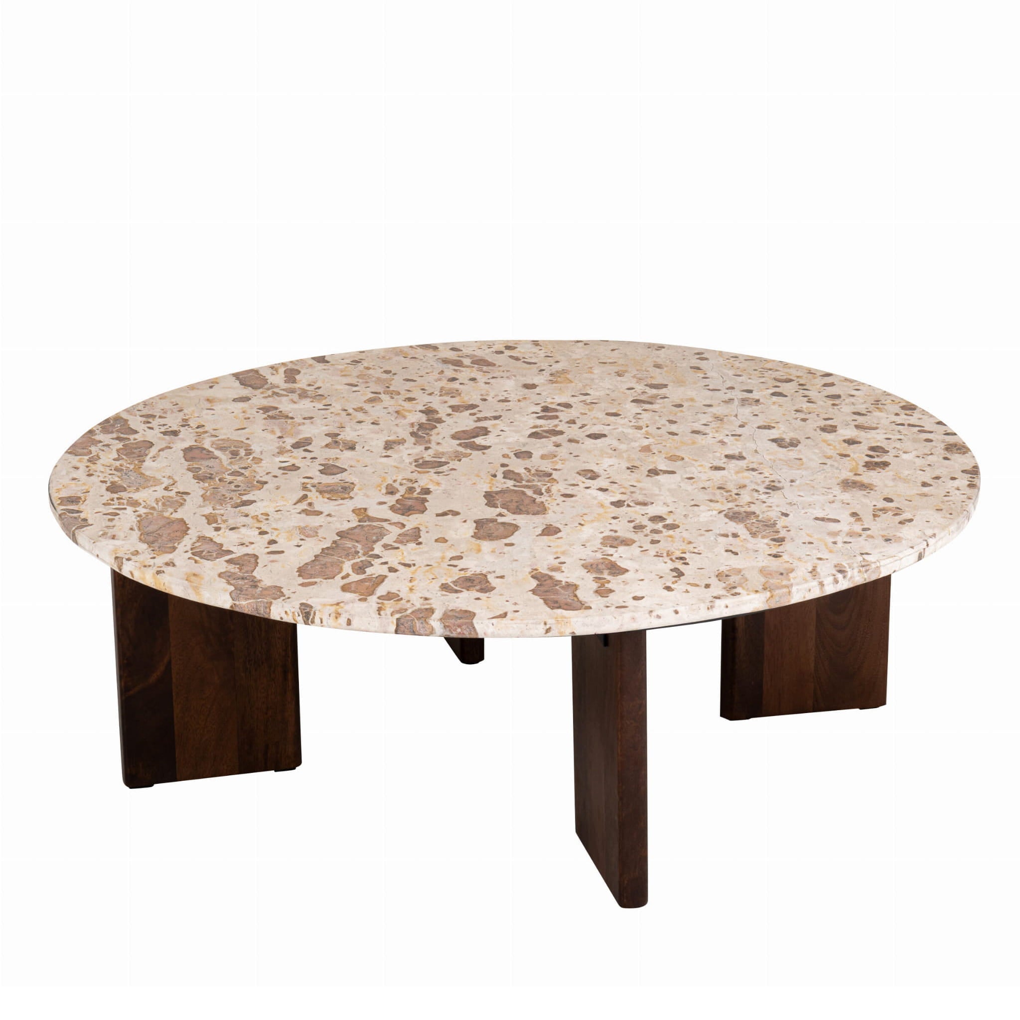 Stolik kawowy MATHILDE marmur naturalny beżowy Śr. 90xH30 cm J - LINE