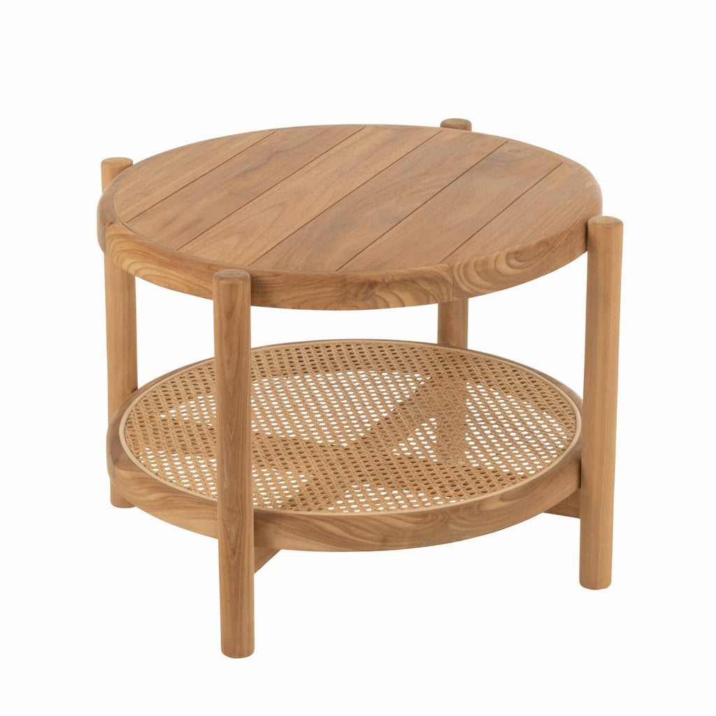 Stolik kawowy Mera drewno tekowe plecionka ø68x46 cm J - LINE